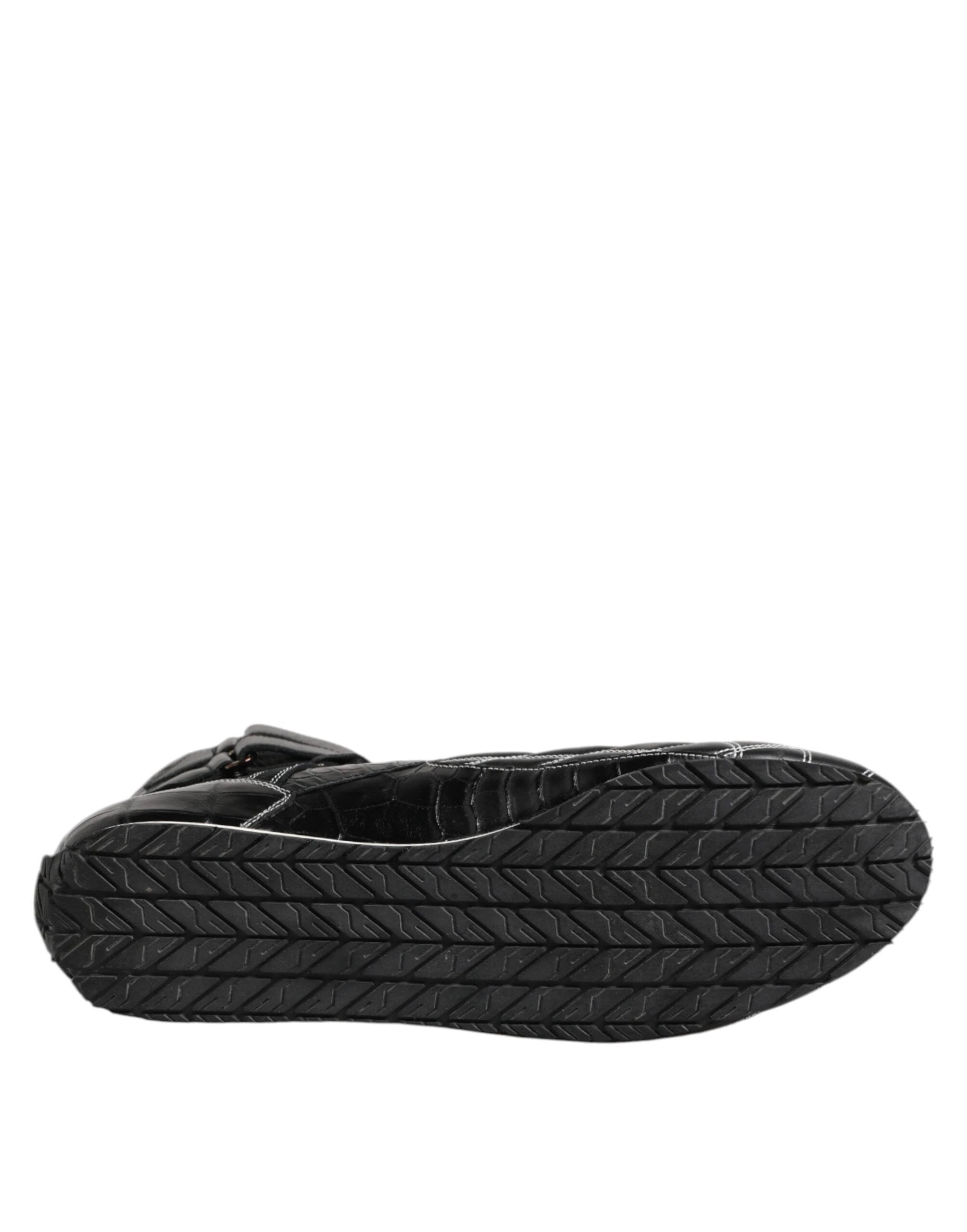 Dolce & Gabbana Black Quilted Leather Lace Up Sneakers Shoes by Dolce & Gabbana