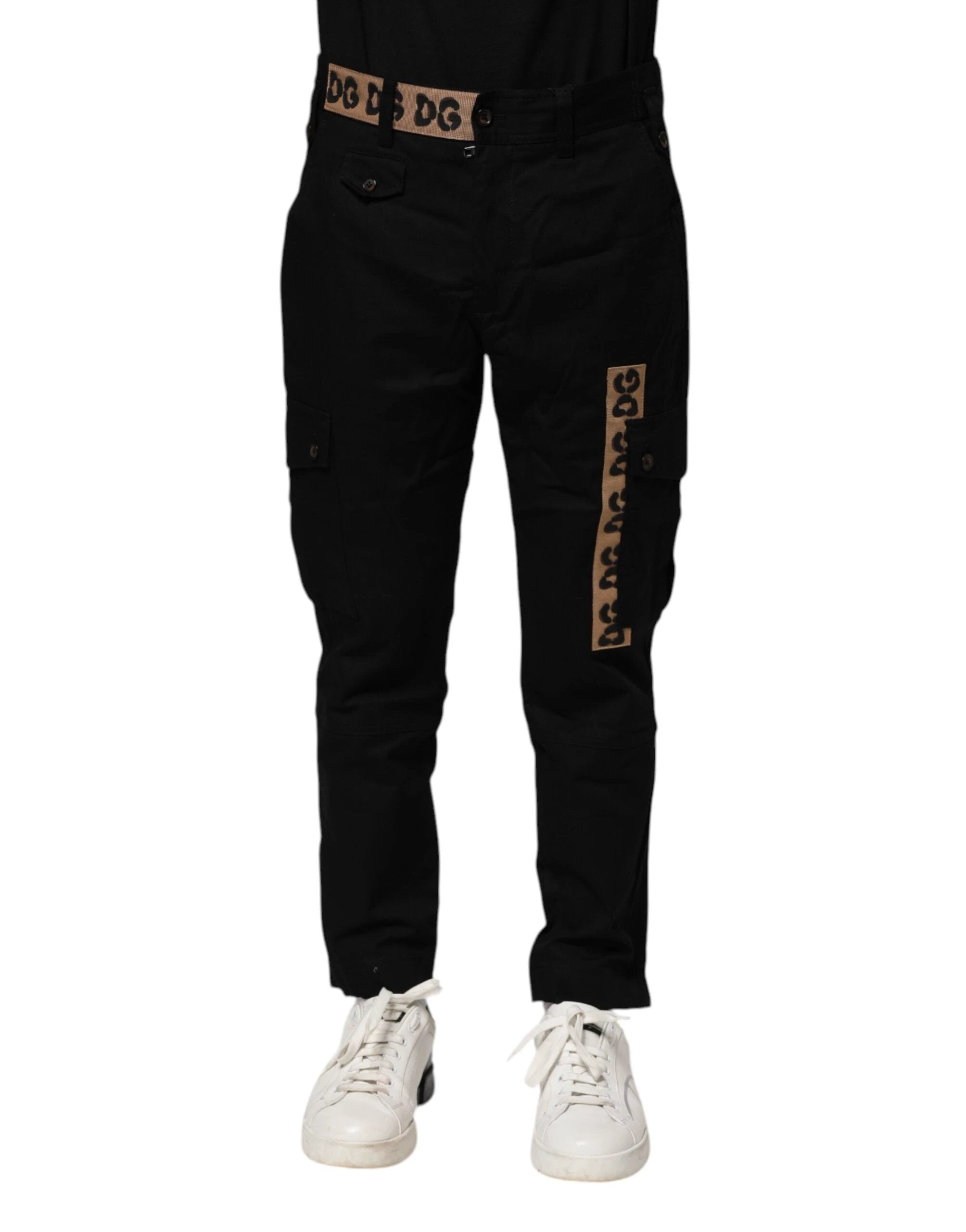 Dolce & Gabbana Black Cotton Cargo Casual Pants by Dolce & Gabbana