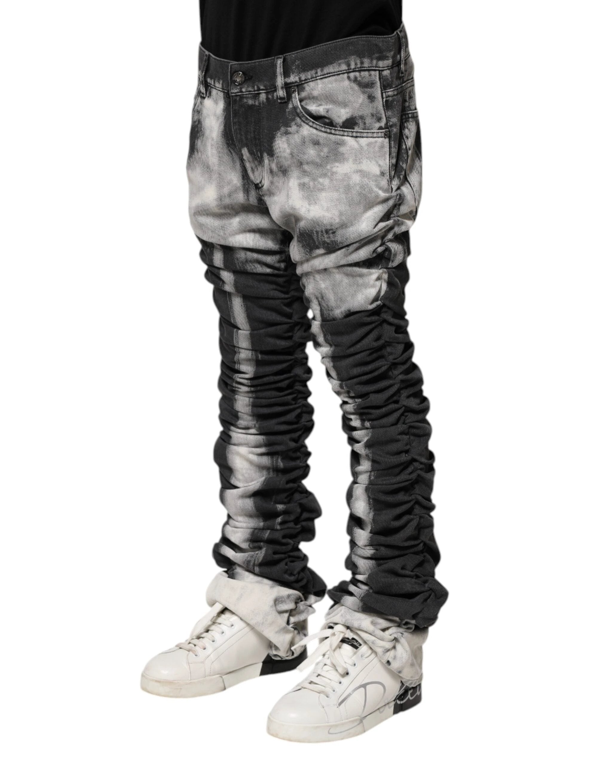 Dolce & Gabbana Black Tie Dye Straight Denim Jeans by Dolce & Gabbana