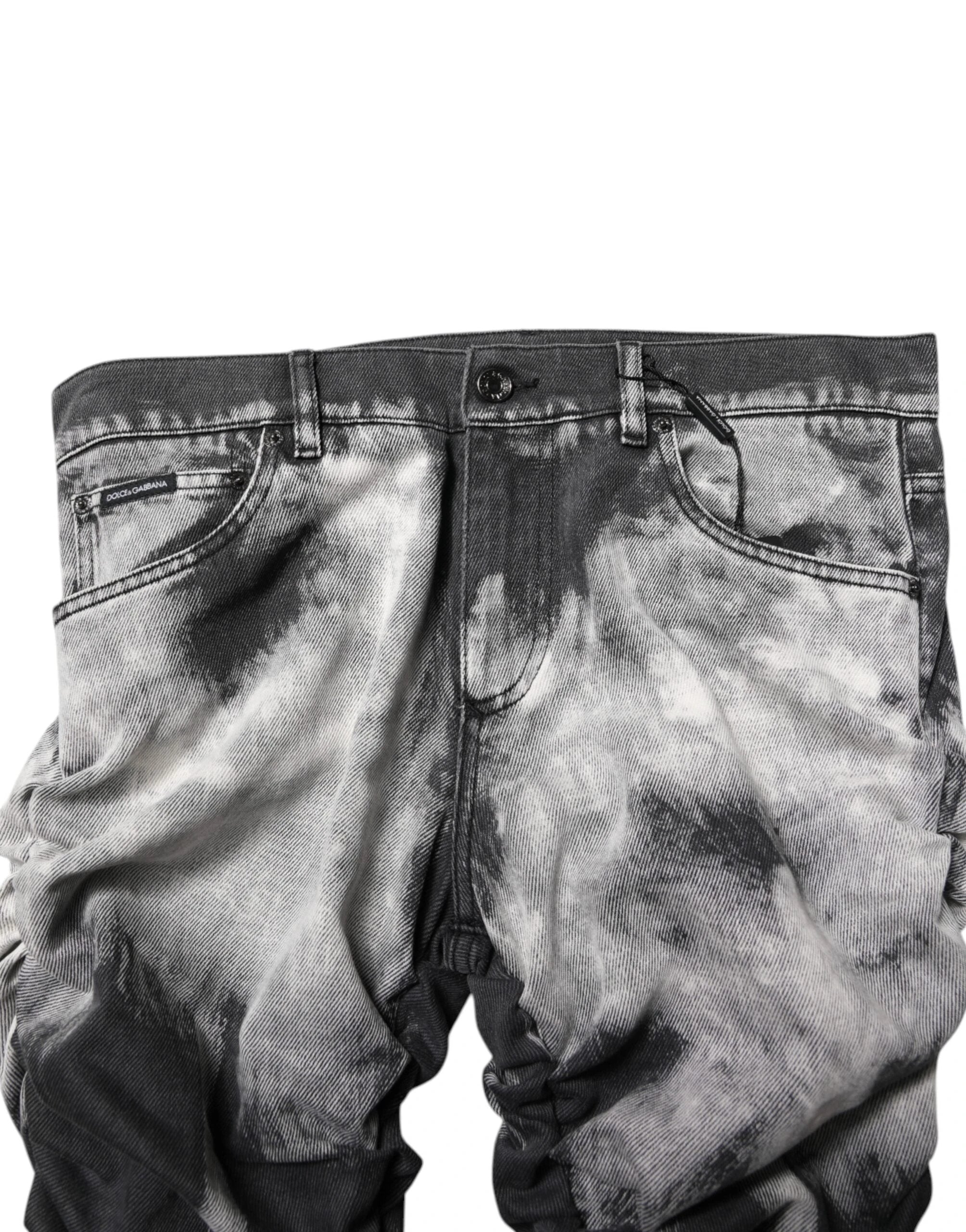 Dolce & Gabbana Black Tie Dye Straight Denim Jeans by Dolce & Gabbana