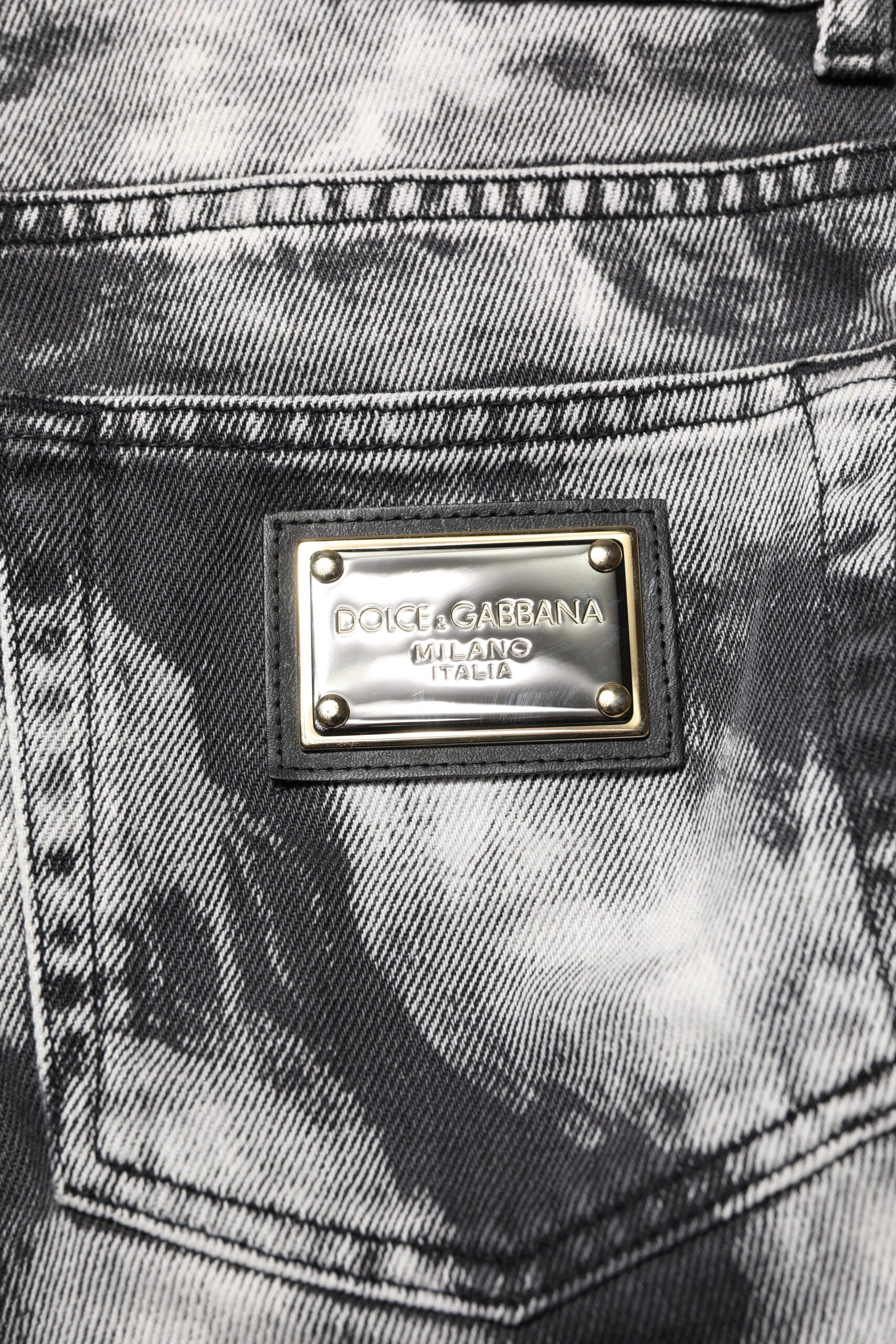 Dolce & Gabbana Black Tie Dye Straight Denim Jeans by Dolce & Gabbana