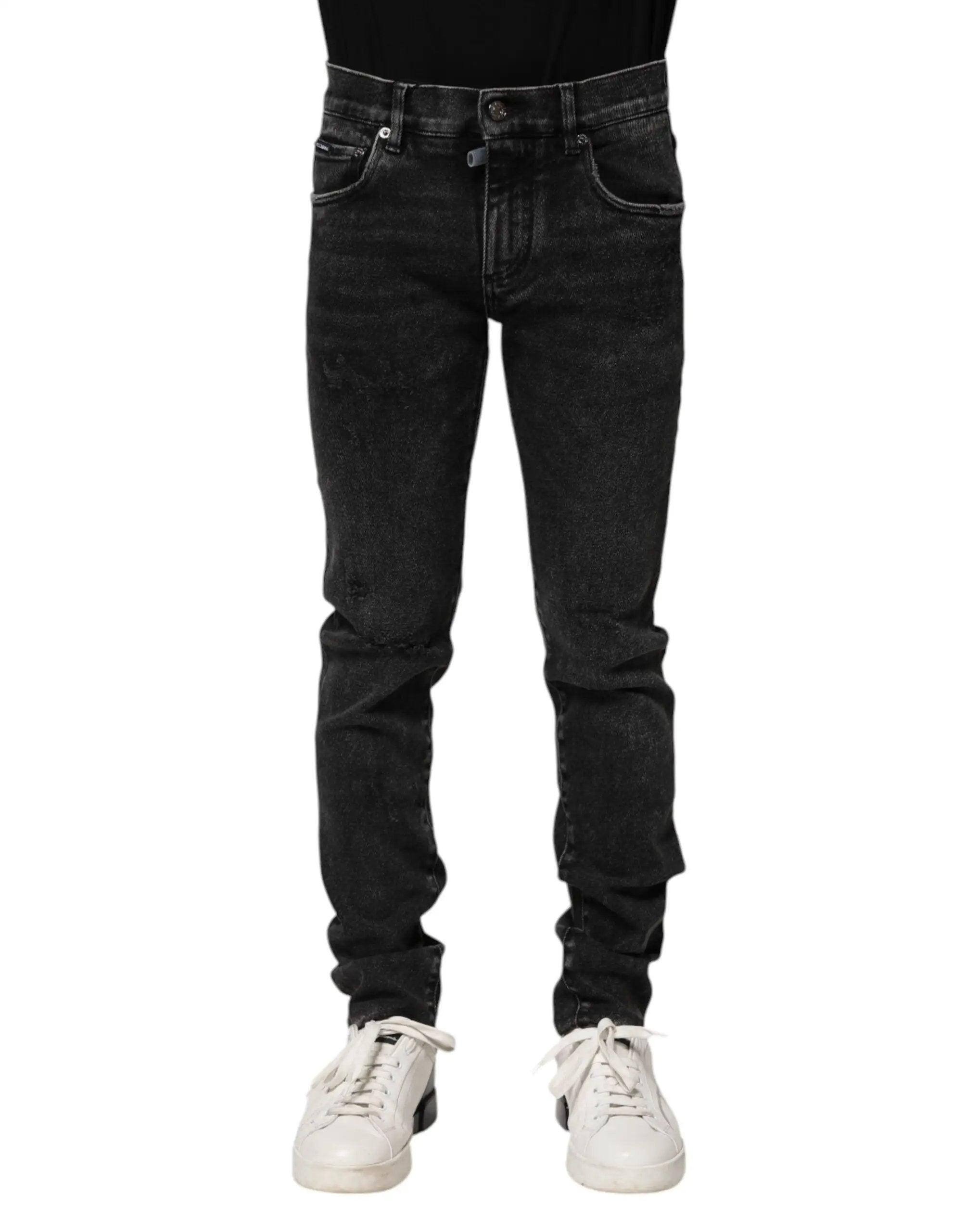 Jean skinny en coton noir Dolce &amp; Gabbana pour homme