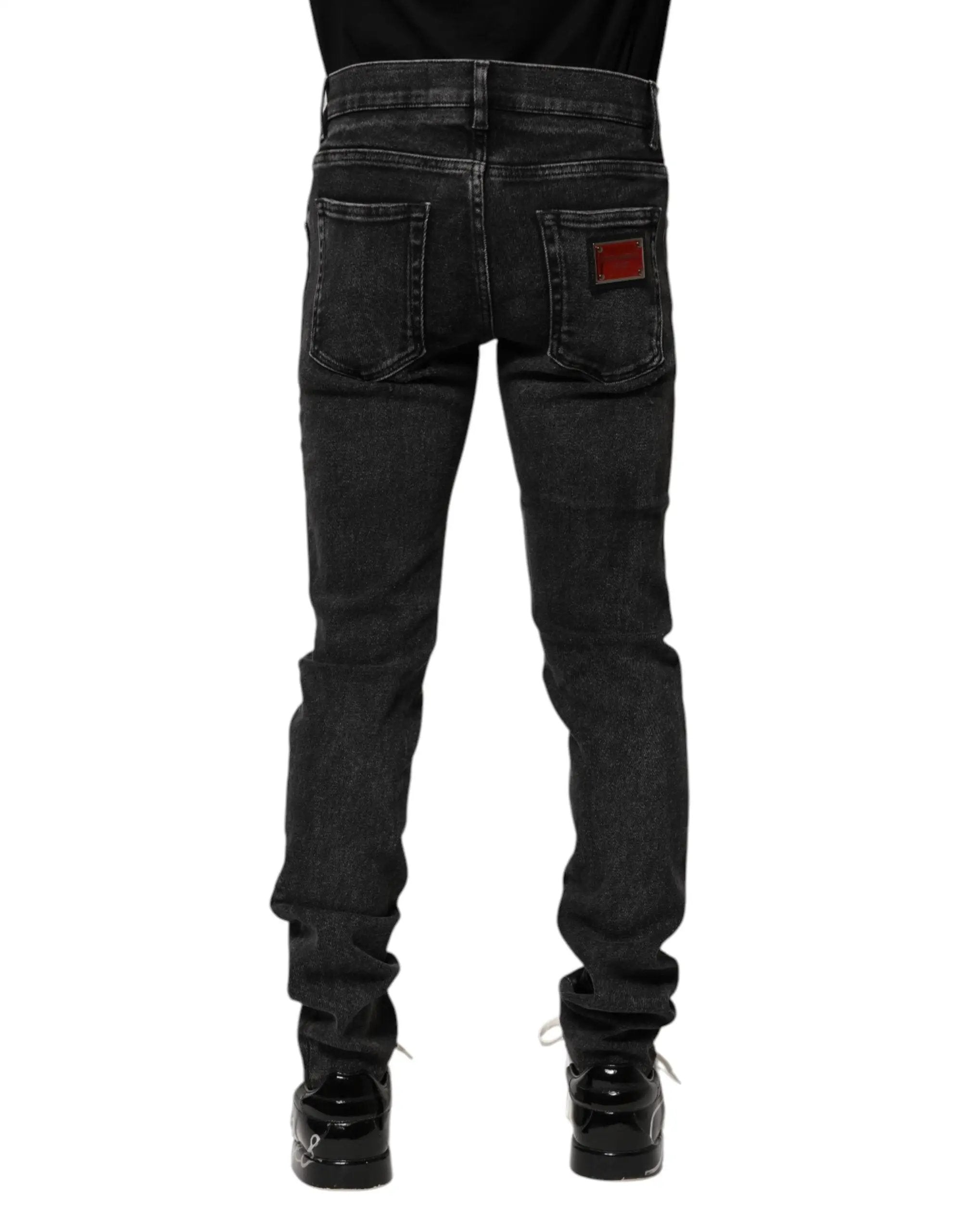 Jean skinny en coton noir Dolce &amp; Gabbana pour homme