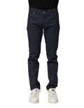 Dolce & Gabbana Dark Blue Cotton Skinny Denim Jeans by Dolce & Gabbana