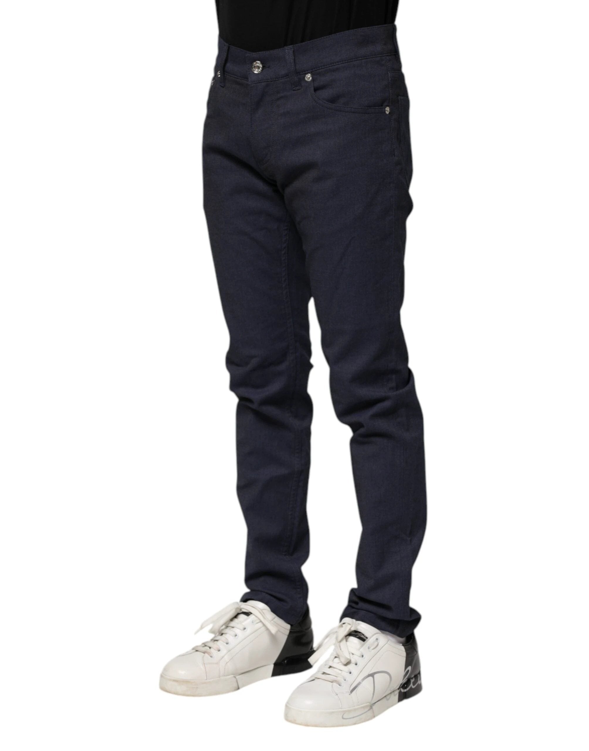 Dolce & Gabbana Dark Blue Cotton Skinny Denim Jeans by Dolce & Gabbana