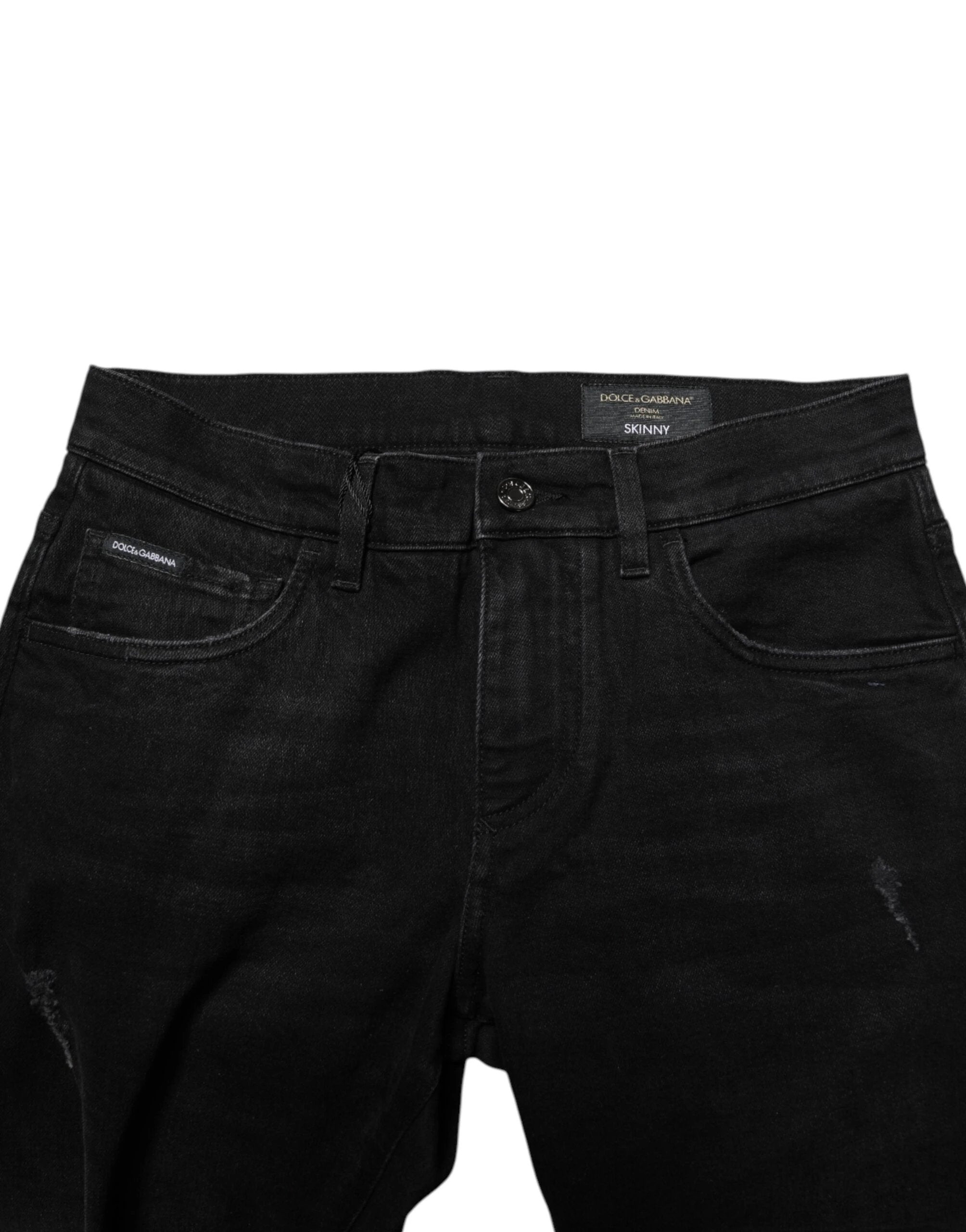 Dolce & Gabbana Black Cotton Skinny Men Denim Jeans by Dolce & Gabbana