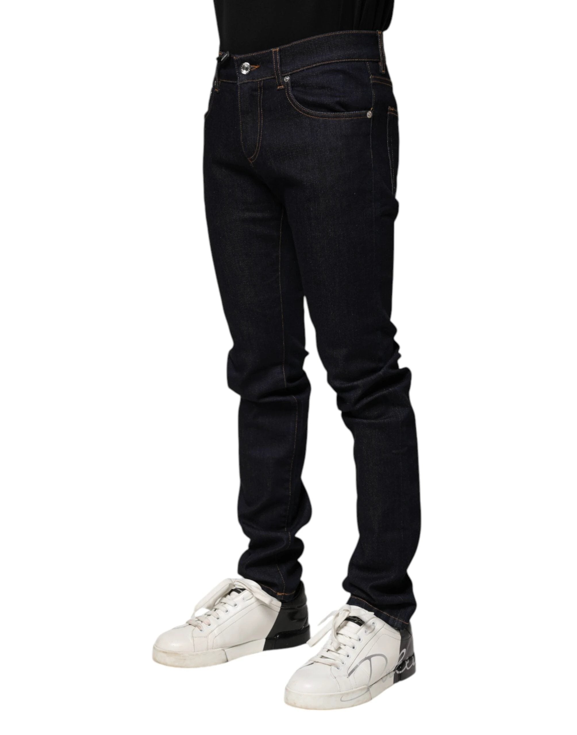 Dolce & Gabbana Black Cotton Skinny Men Denim Jeans by Dolce & Gabbana