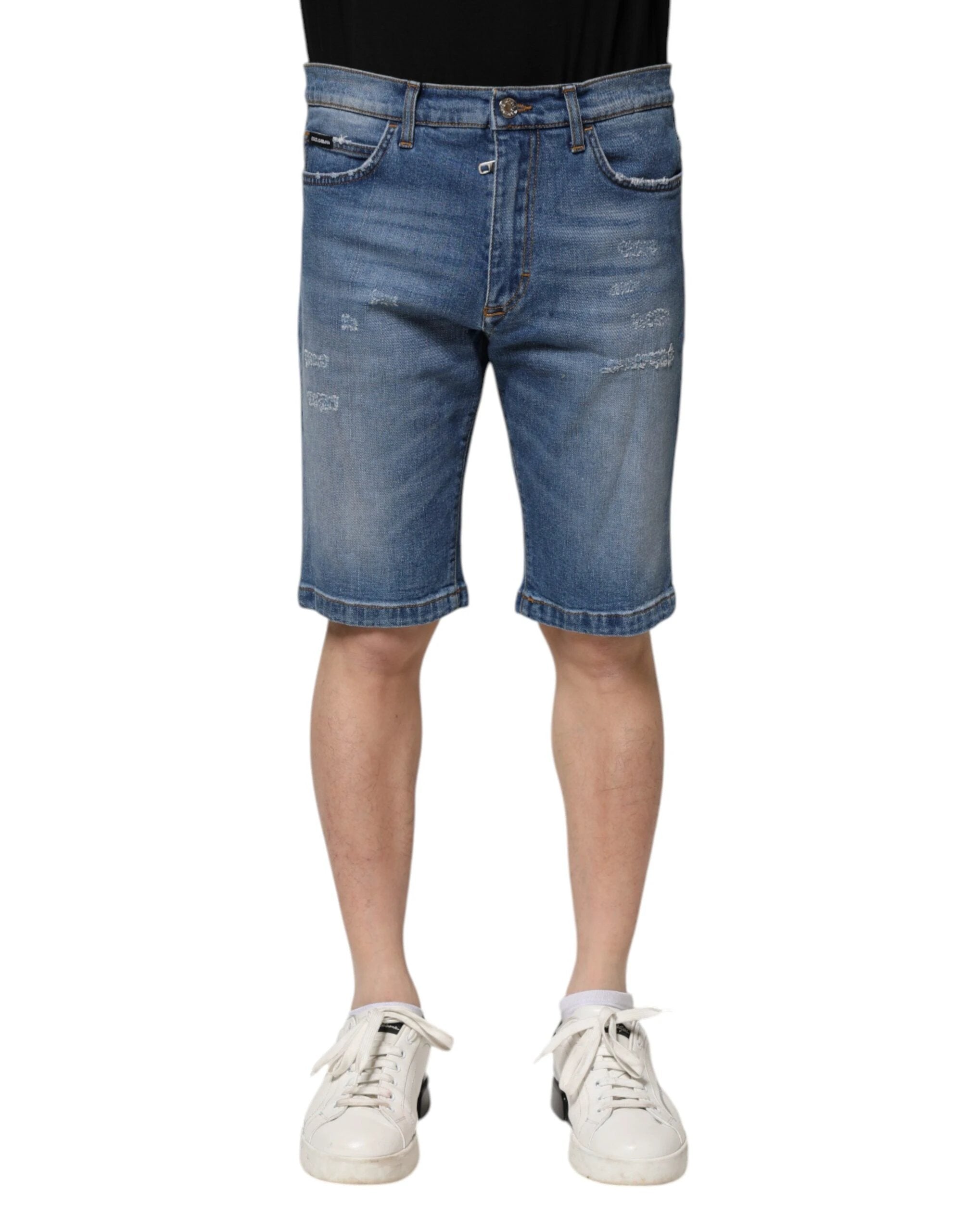 Dolce & Gabbana Blue Cotton Stretch Men Denim Bermuda Shorts by Dolce & Gabbana