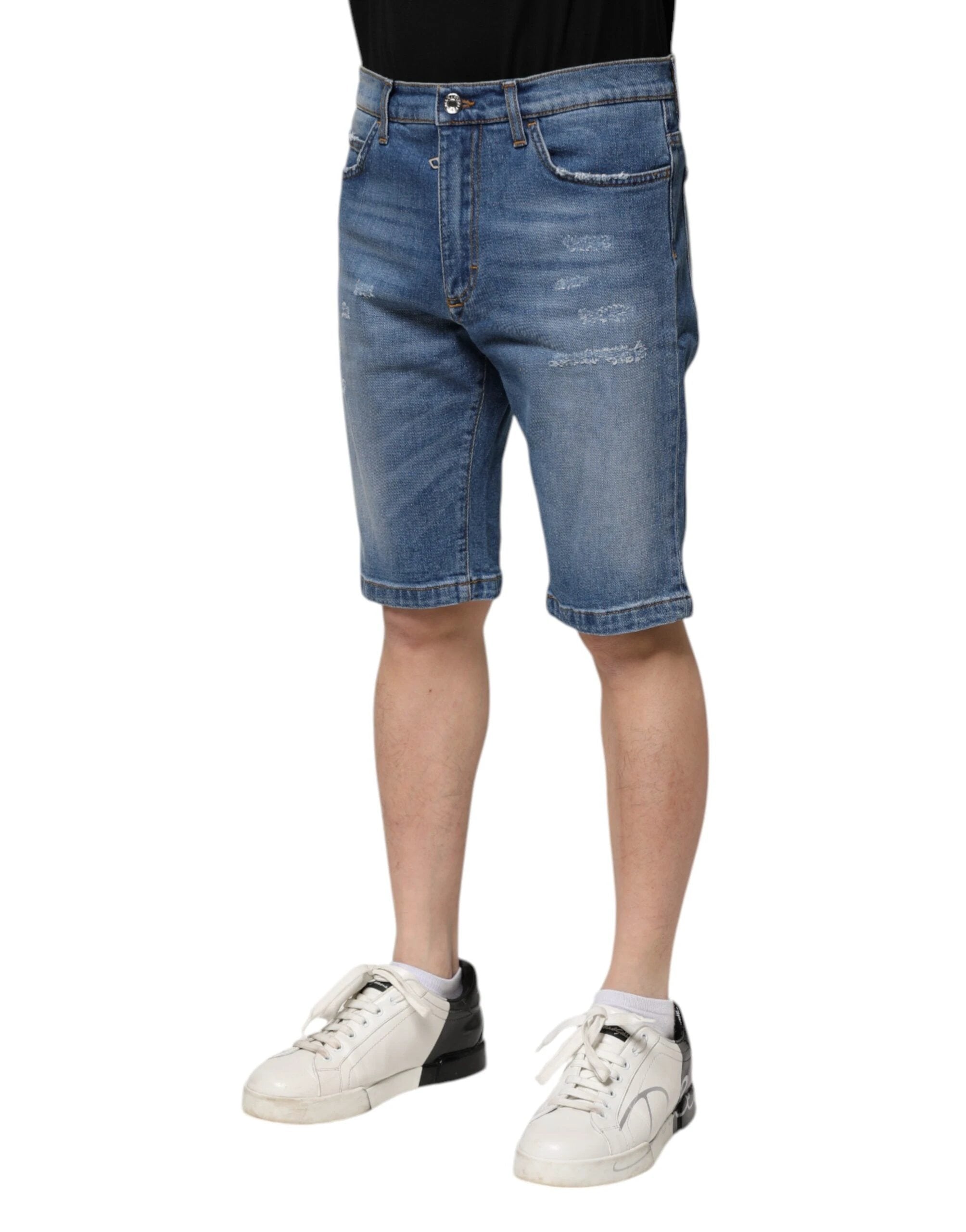 Dolce & Gabbana Blue Cotton Stretch Men Denim Bermuda Shorts by Dolce & Gabbana