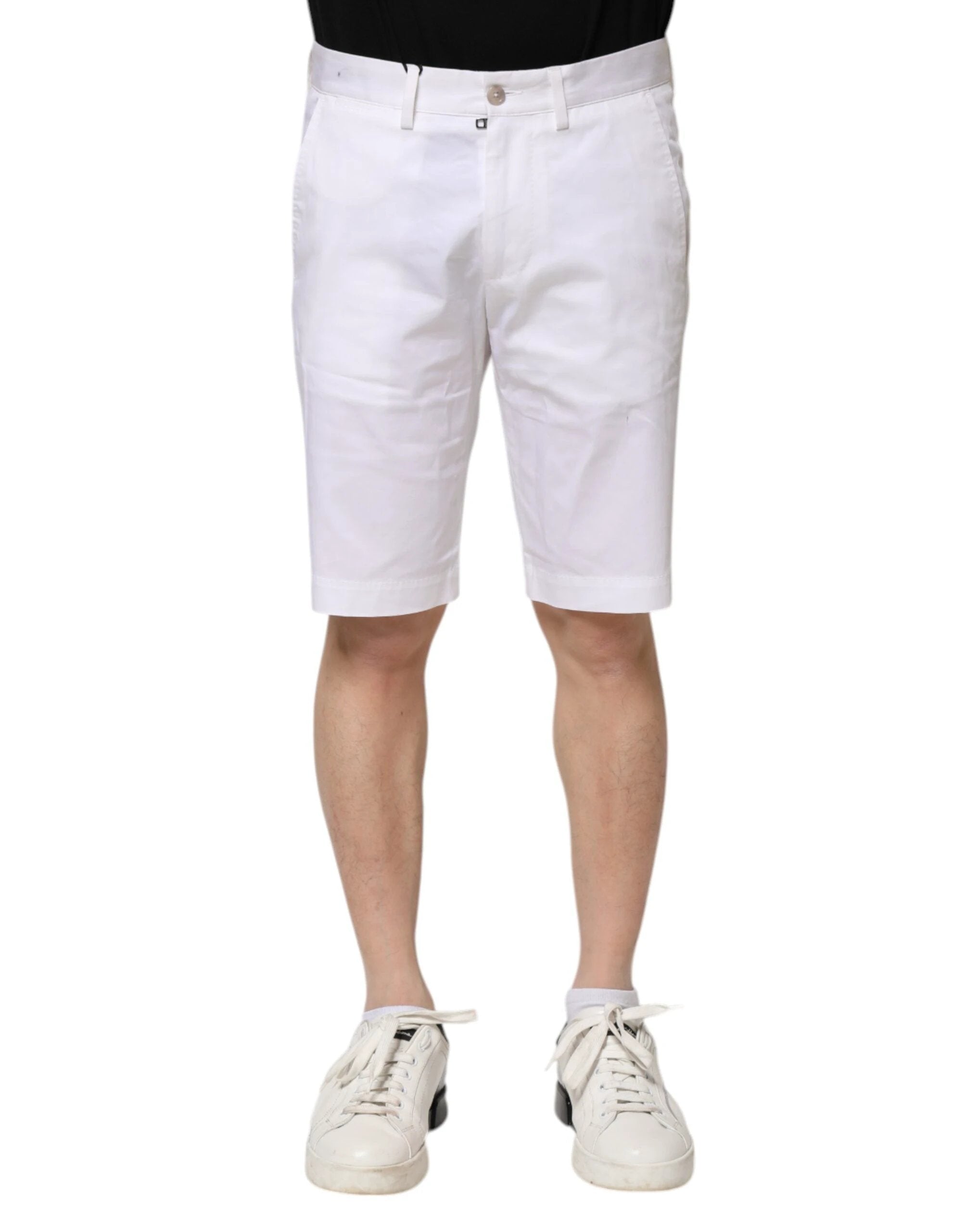 Dolce & Gabbana White Cotton Stretch Men Denim Bermuda Shorts by Dolce & Gabbana