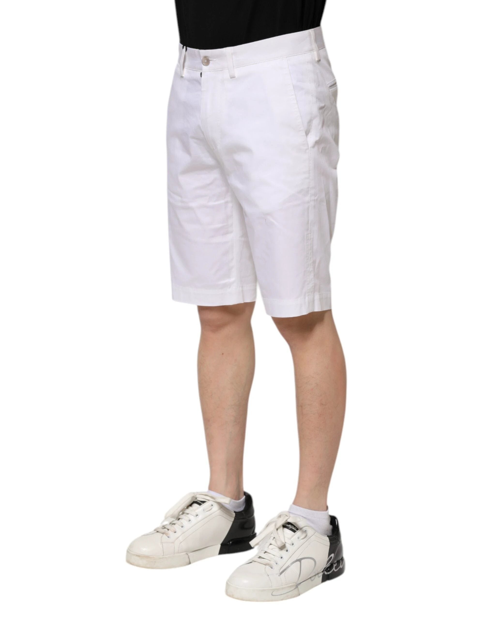 Dolce & Gabbana White Cotton Stretch Men Denim Bermuda Shorts by Dolce & Gabbana
