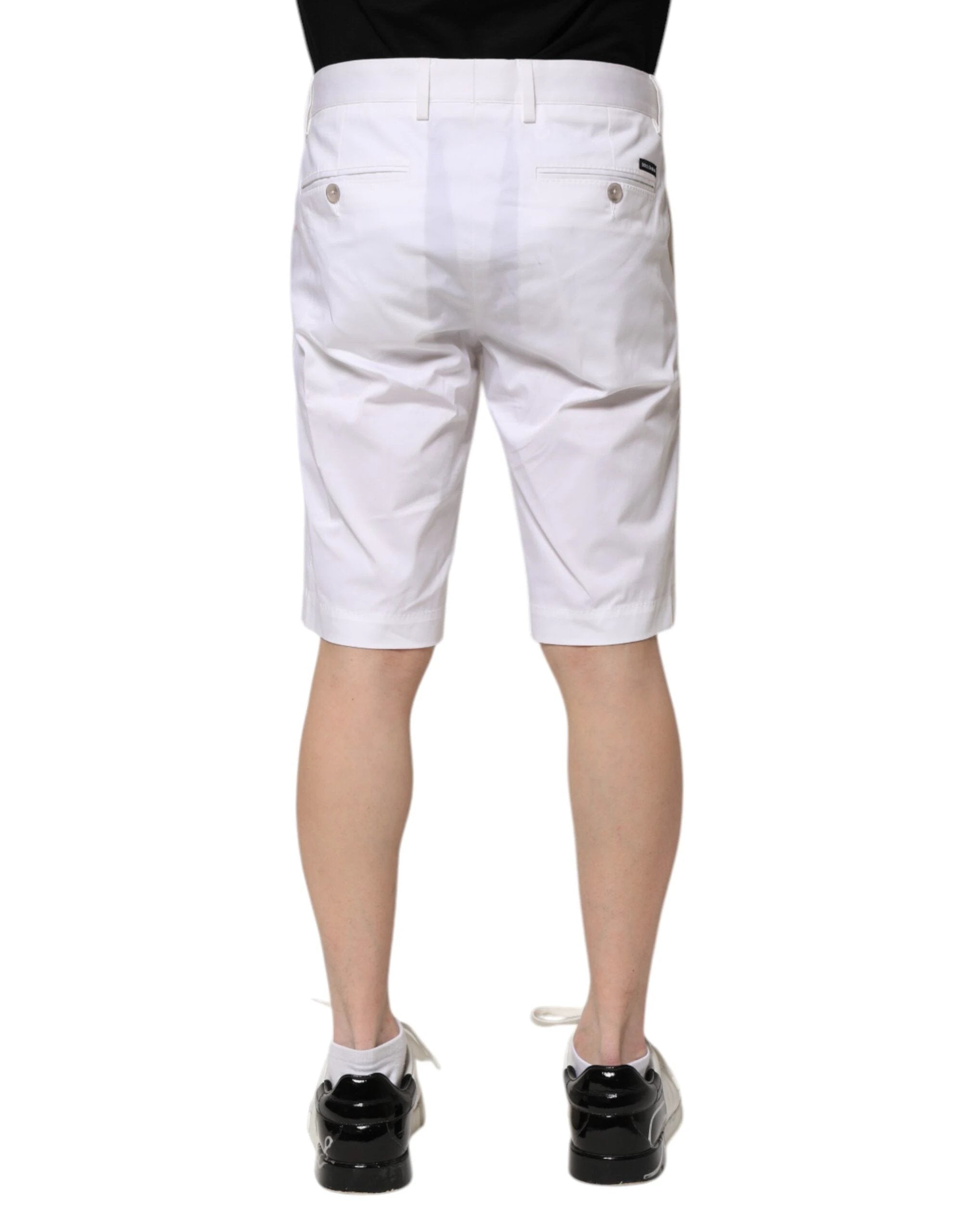 Dolce & Gabbana White Cotton Stretch Men Denim Bermuda Shorts by Dolce & Gabbana