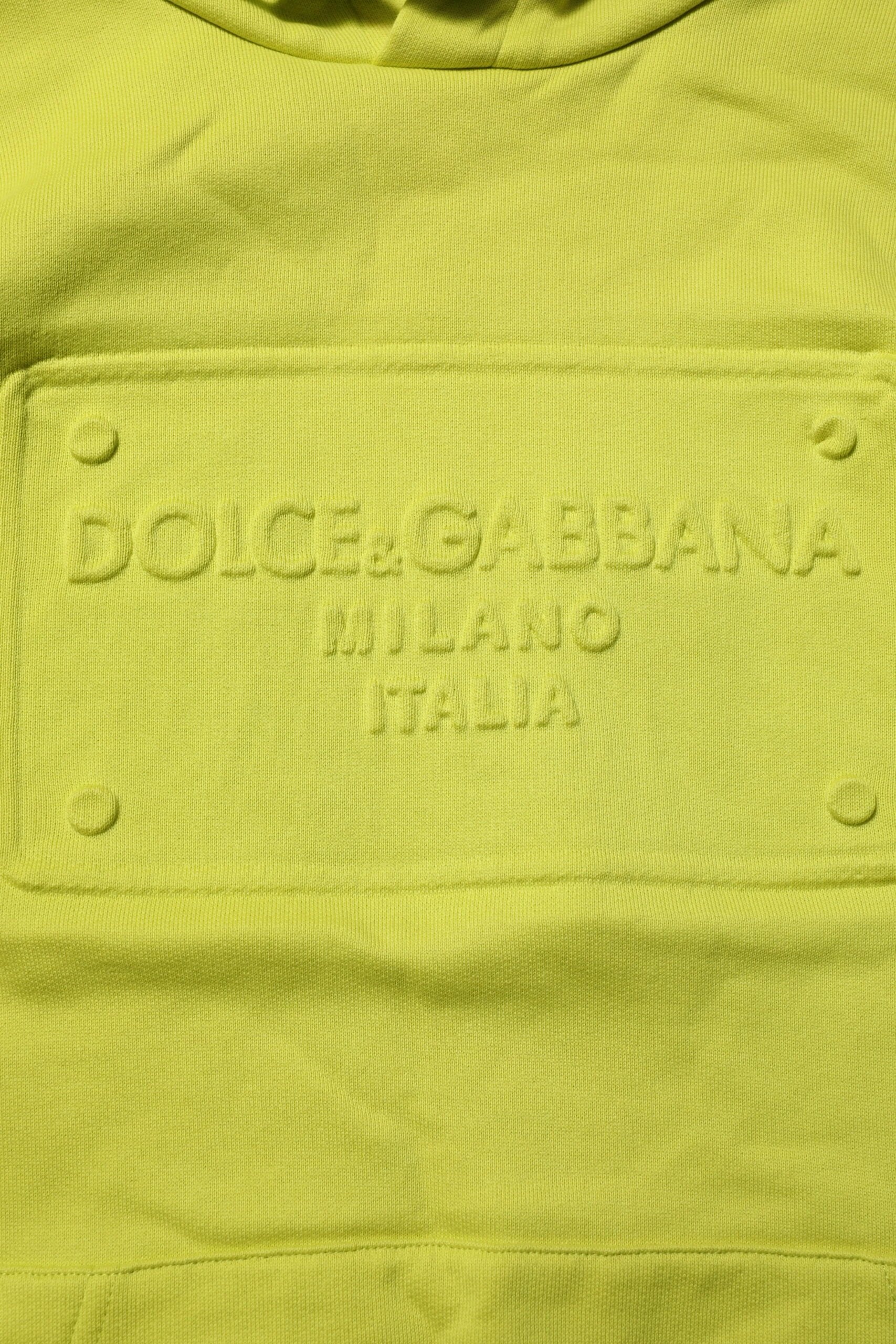 Dolce & Gabbana Green Cotton Hooded Logo Sweatshirt Sweater by Dolce & Gabbana