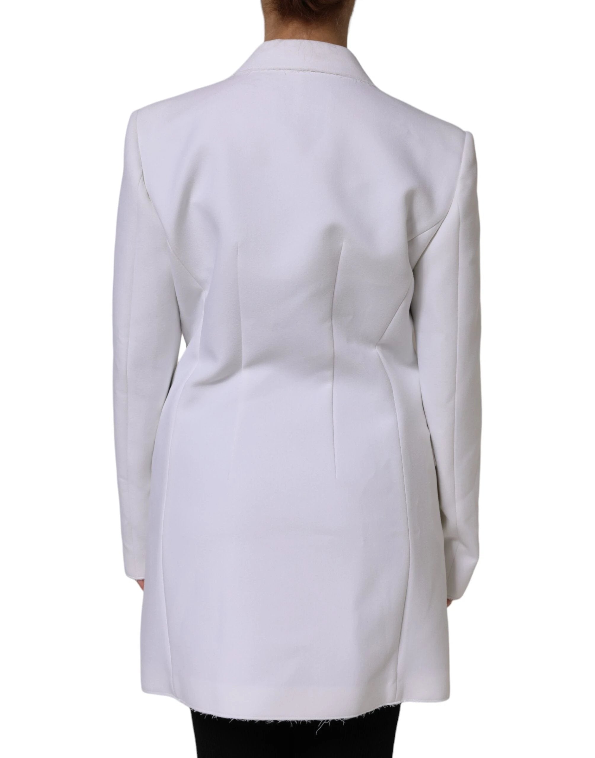 MSGM White Polyester Long Sleeves Ruffled Wrap Jacket by MSGM