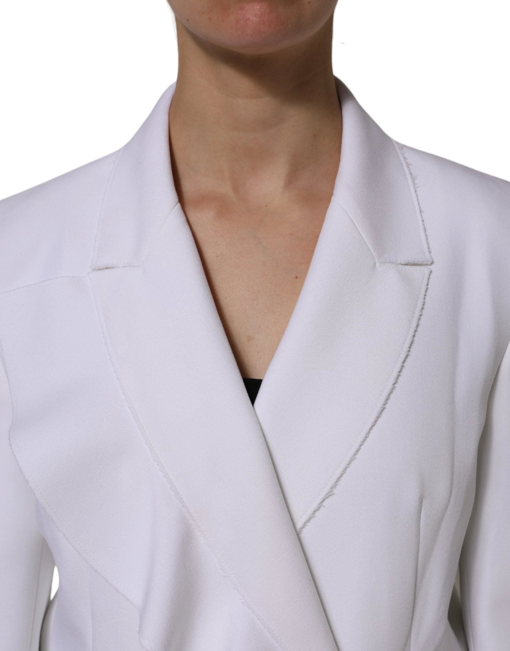 MSGM White Polyester Long Sleeves Ruffled Wrap Jacket by MSGM
