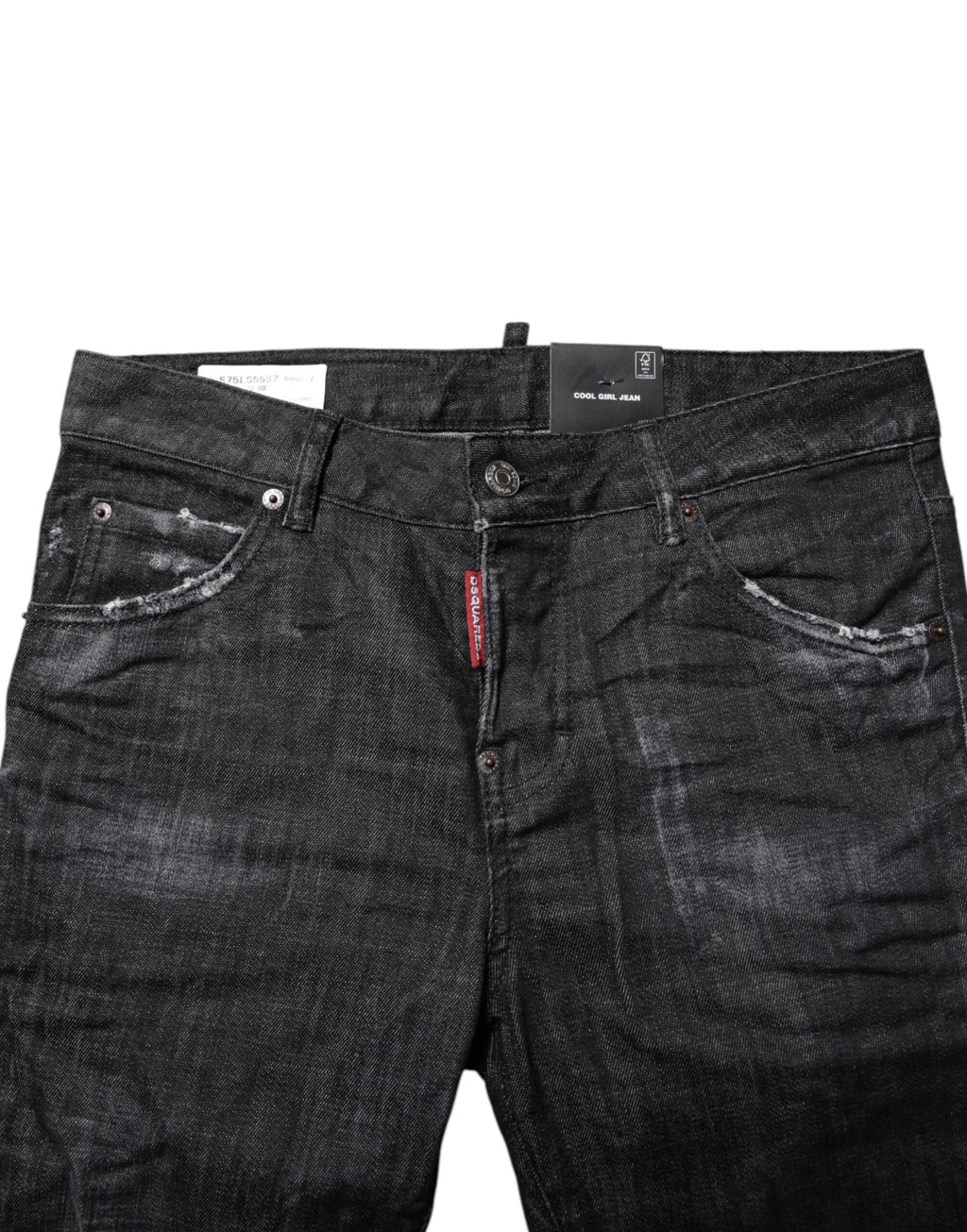Dsquared² Black Washed Cotton Mid Waist Skinny Jeans by Dsquared²