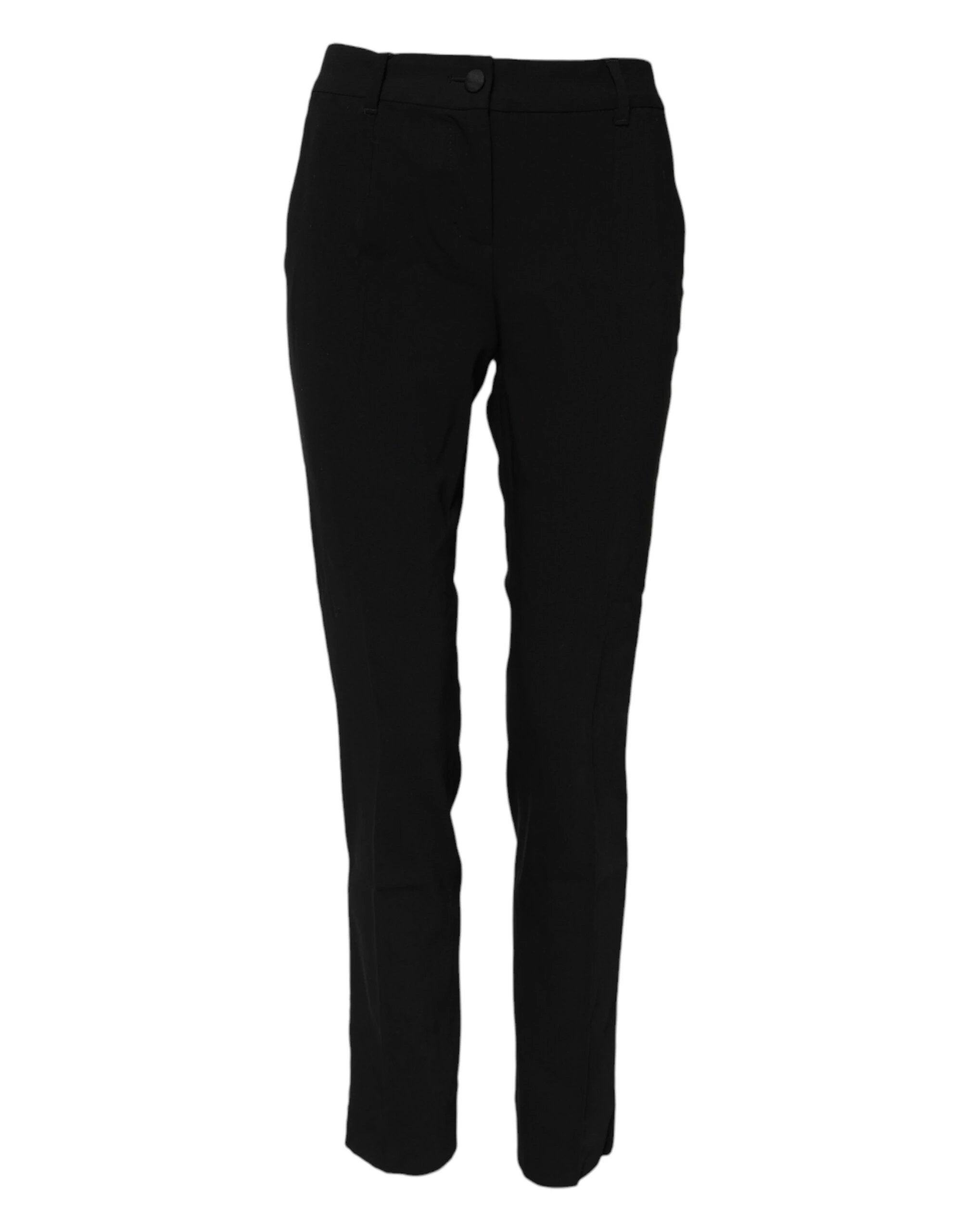 Dolce & Gabbana Black Wool Mid Waisted Tapered Dress Pants by Dolce & Gabbana