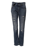 Dolce & Gabbana Blue Cotton Tattered Boyfriend Denim Jeans by Dolce & Gabbana