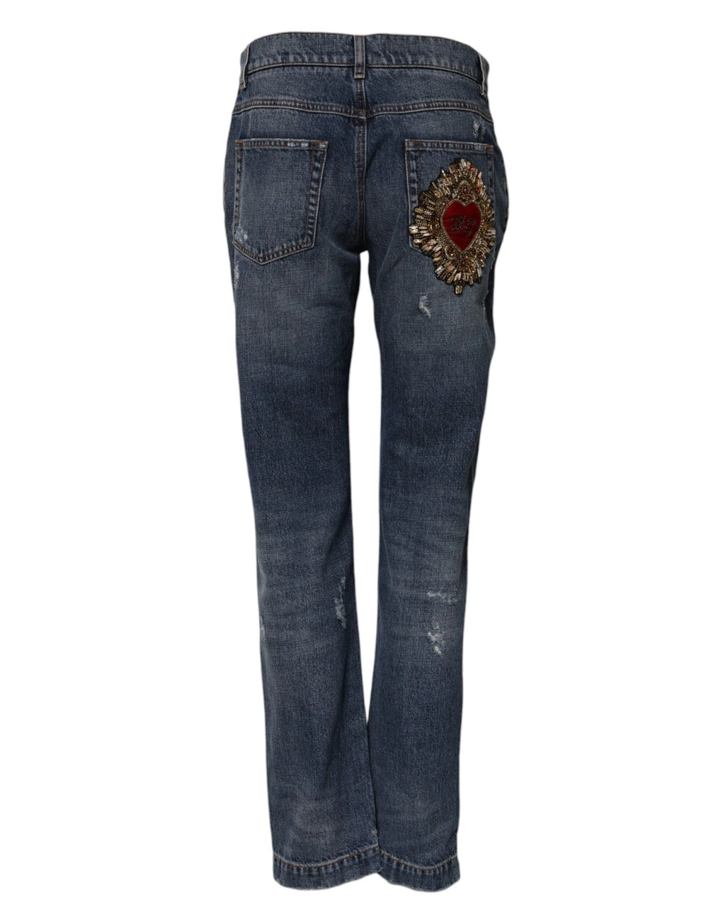Dolce & Gabbana Blue Cotton Tattered Boyfriend Denim Jeans by Dolce & Gabbana