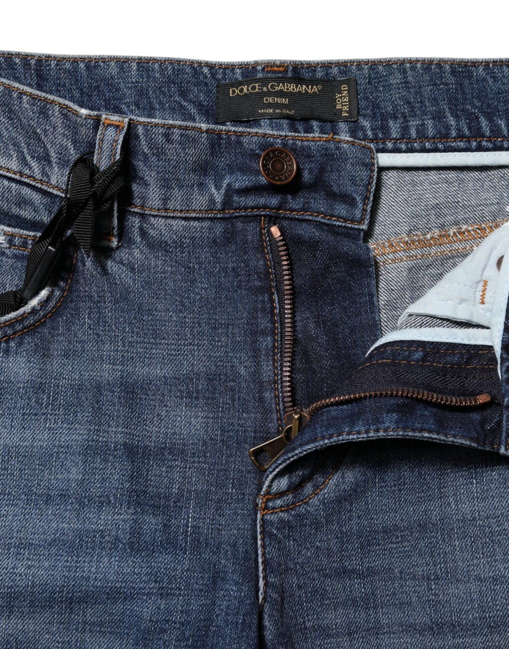 Dolce & Gabbana Blue Cotton Tattered Boyfriend Denim Jeans by Dolce & Gabbana