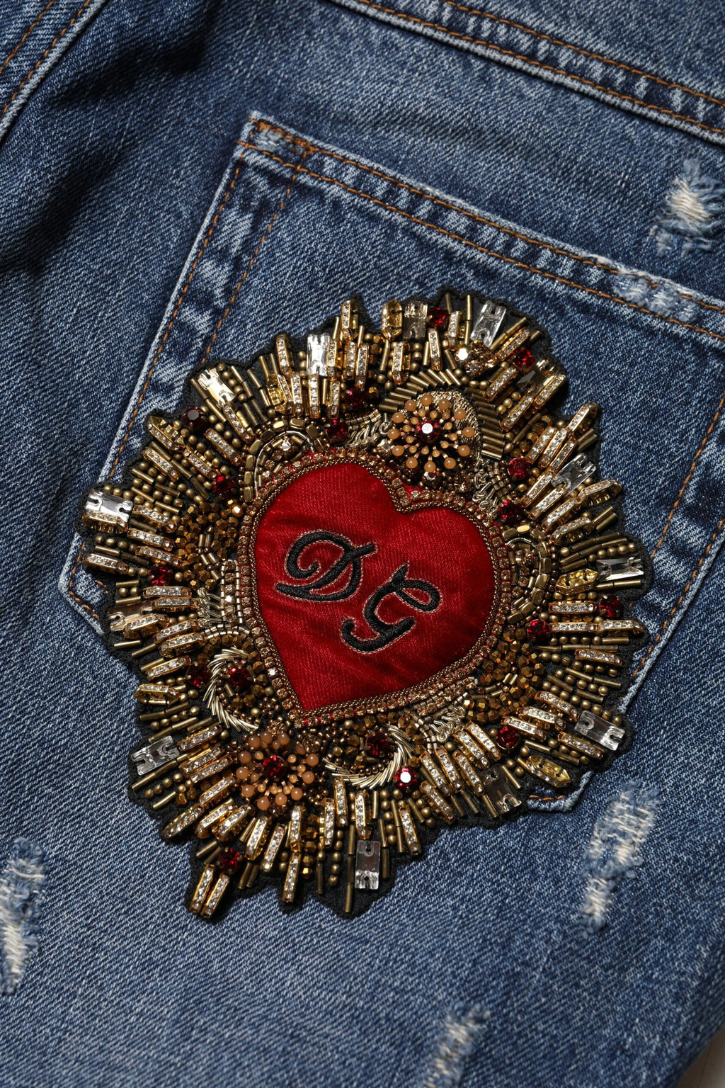 Dolce & Gabbana Blue Cotton Tattered Boyfriend Denim Jeans by Dolce & Gabbana