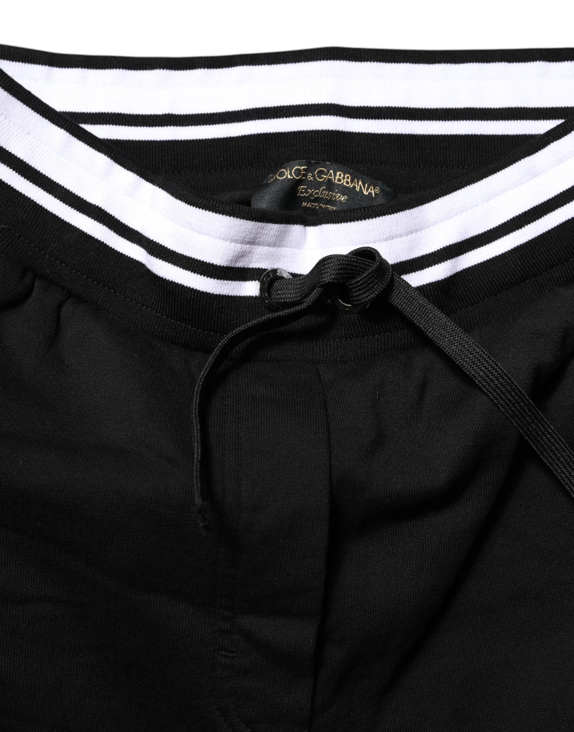 Dolce & Gabbana Black Cotton Mid Waist Jogger Pants by Dolce & Gabbana