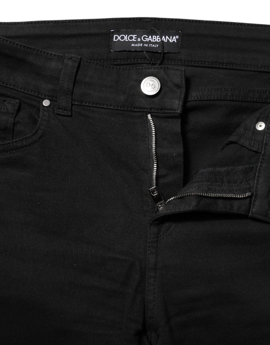 Dolce & Gabbana Black Cotton Skinny Mid Waisted Denim Jeans by Dolce & Gabbana