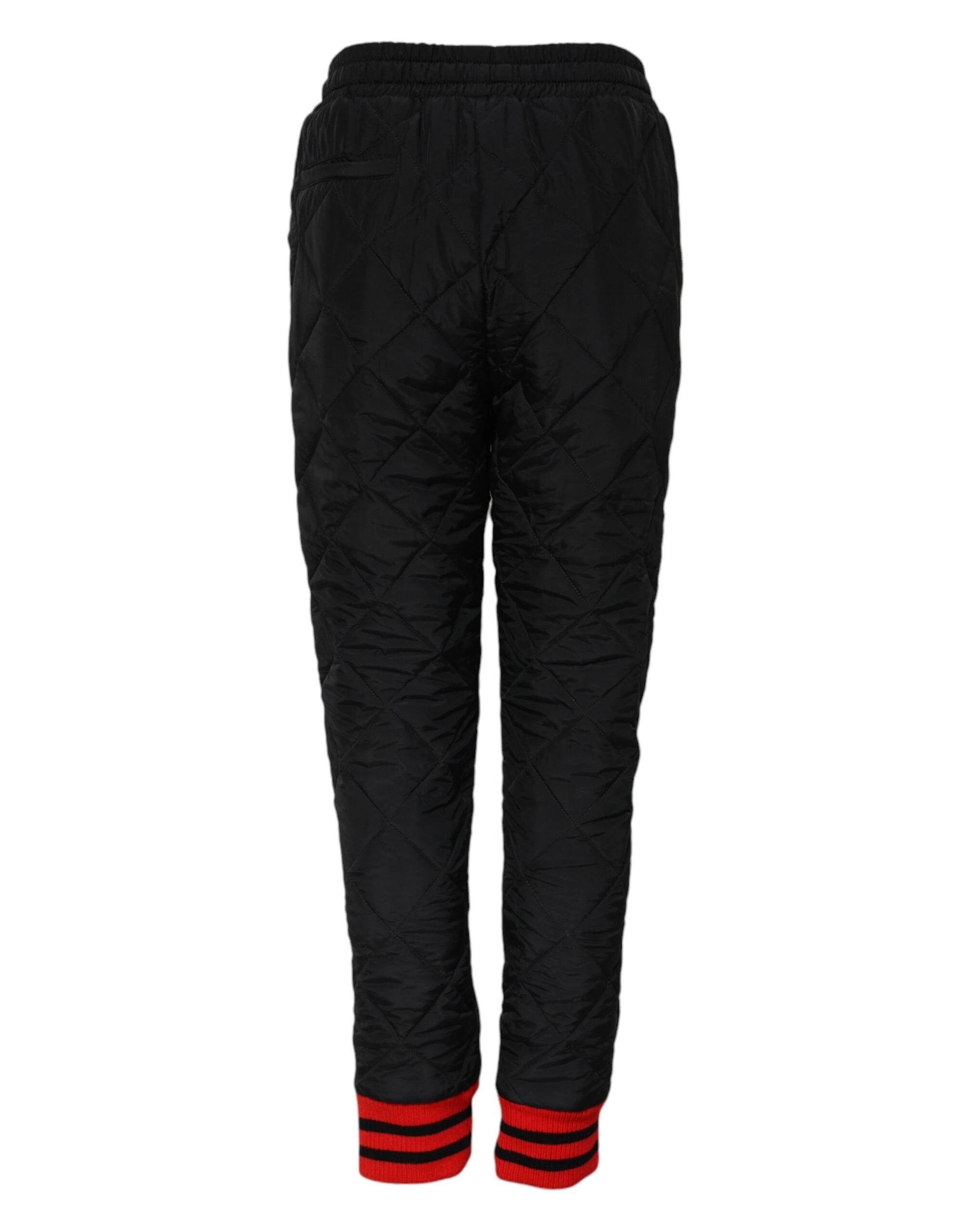 Dolce & Gabbana Black Quilted Mid Waist Jogger Pants by Dolce & Gabbana