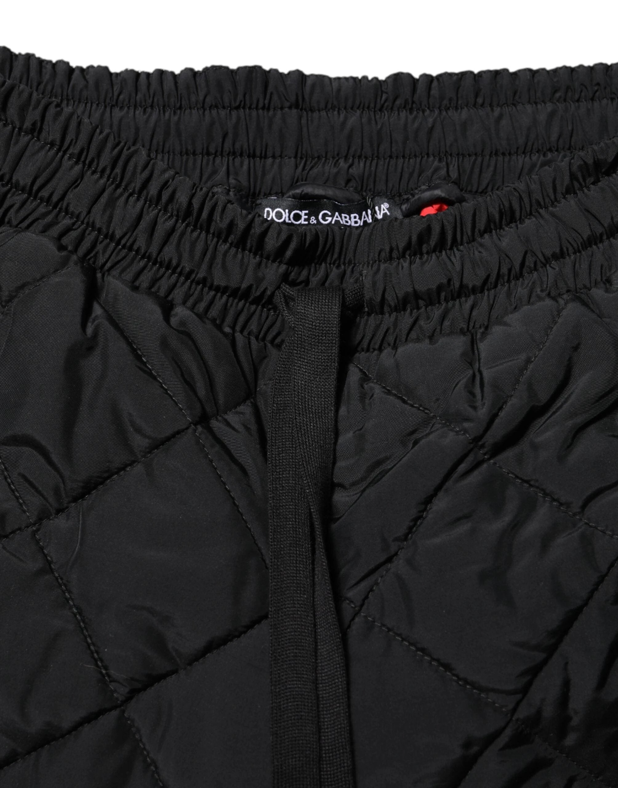 Dolce & Gabbana Black Quilted Mid Waist Jogger Pants by Dolce & Gabbana