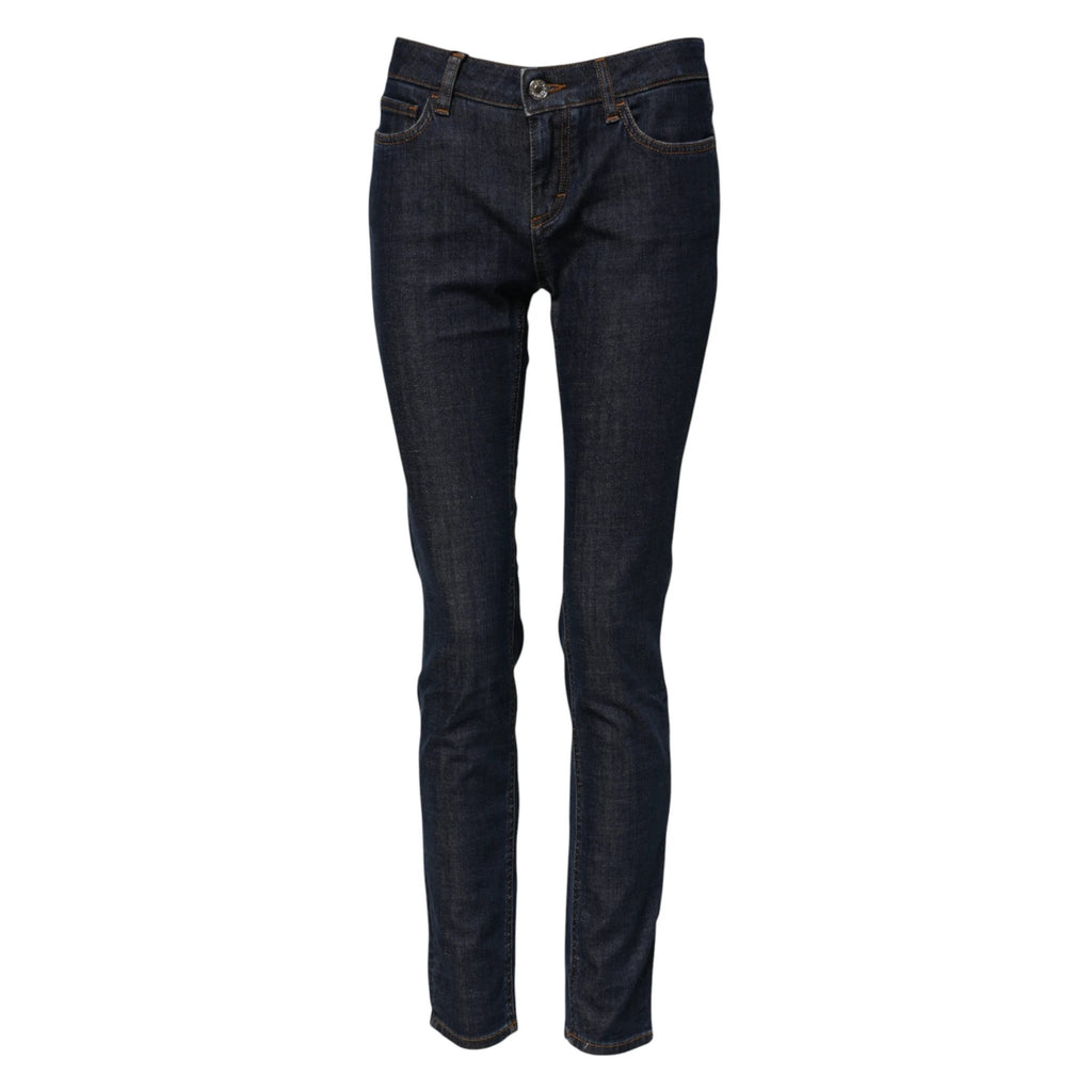 Dolce & Gabbana Blue Skinny Cotton Mid Waisted Denim Jeans by Dolce & Gabbana