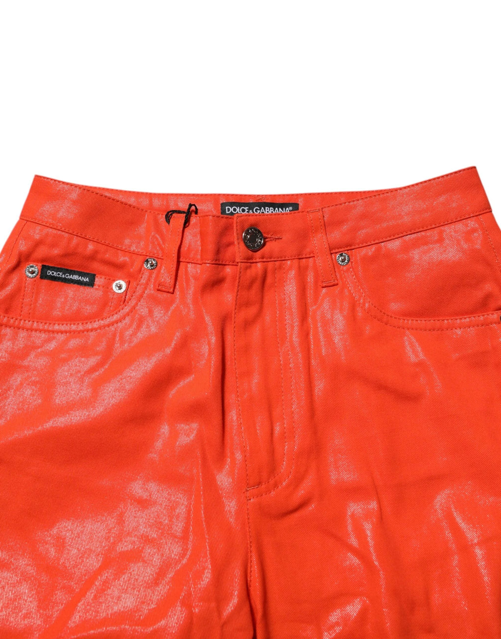 Dolce & Gabbana Orange Cotton High Waisted Denim Jeans by Dolce & Gabbana