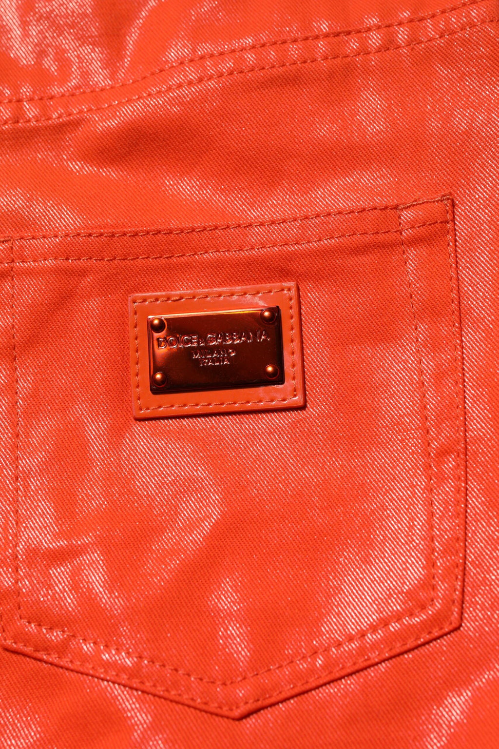 Dolce & Gabbana Orange Cotton High Waisted Denim Jeans by Dolce & Gabbana