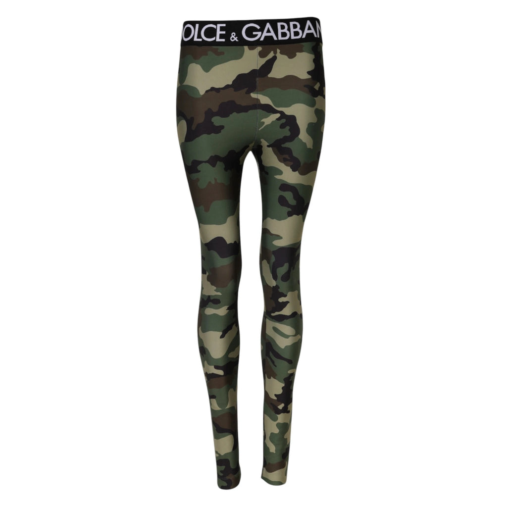 Dolce & Gabbana Multicolor Camouflage DG Waist Leggings Pants by Dolce & Gabbana
