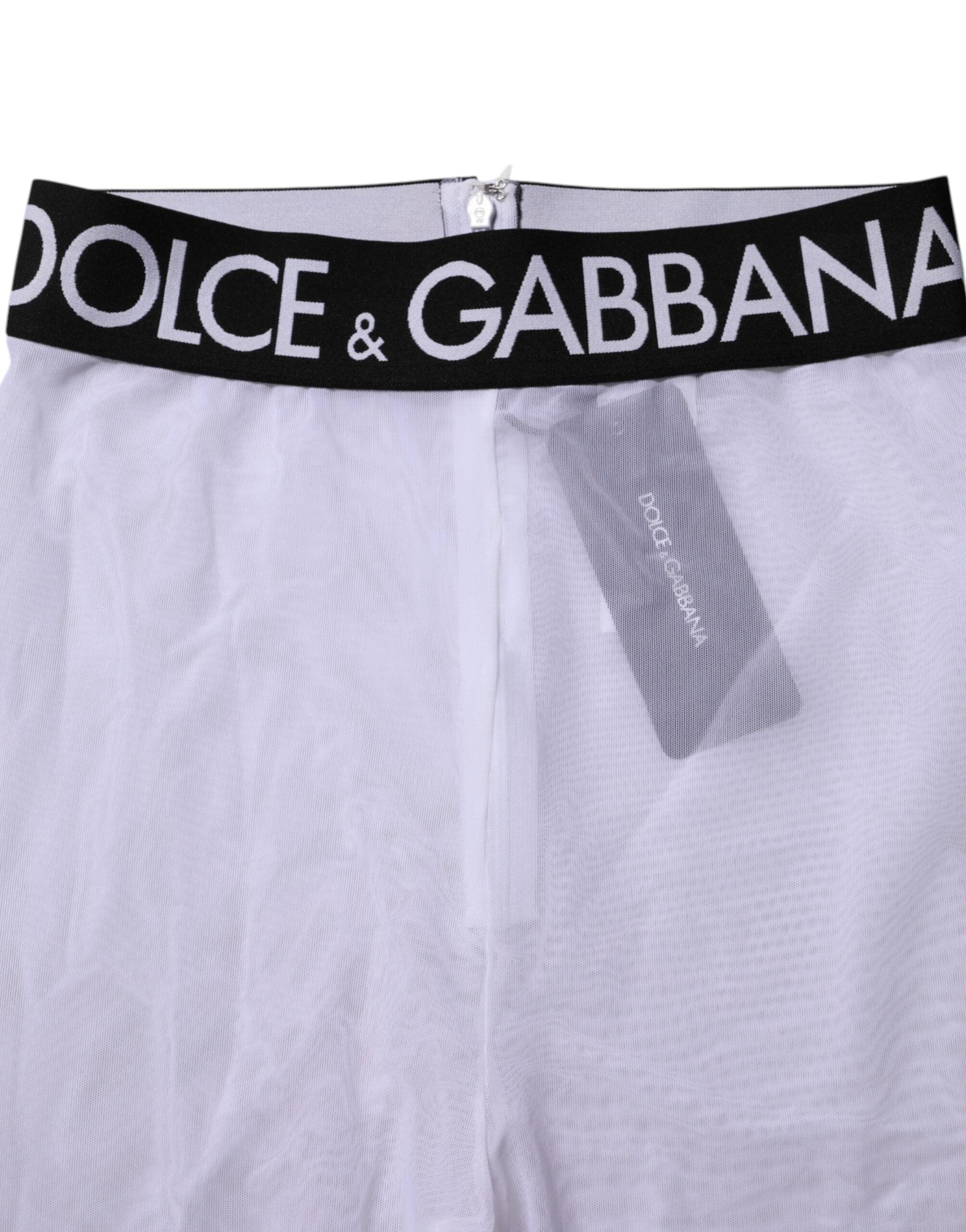 Dolce & Gabbana Gray Nylon DG Logo Mid Waisted Leggings Pants by Dolce & Gabbana
