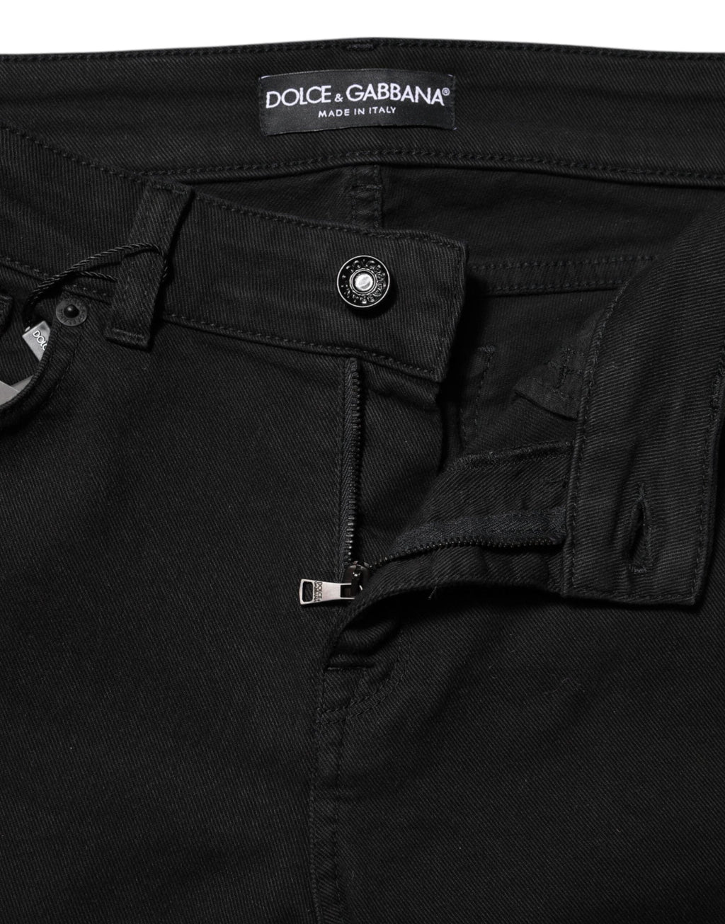 Dolce & Gabbana Black Cotton Skinny Mid Waisted Denim Jeans by Dolce & Gabbana