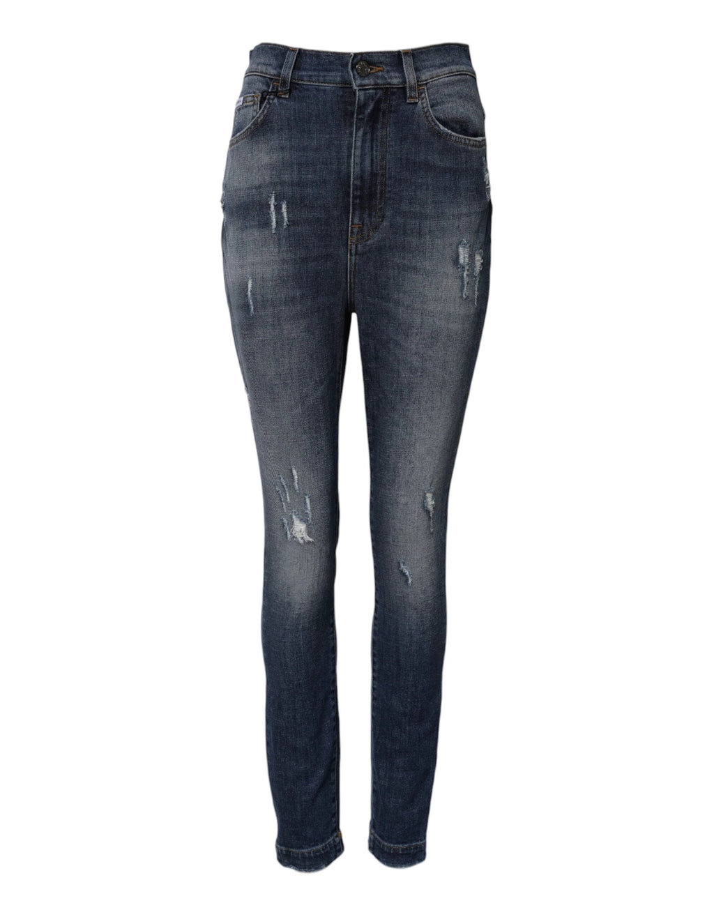 Dolce & Gabbana Blue Washed Cotton High Waisted Denim Jeans by Dolce & Gabbana
