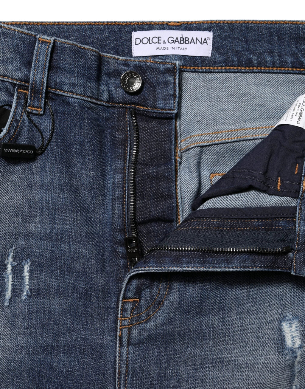 Dolce & Gabbana Blue Washed Cotton High Waisted Denim Jeans by Dolce & Gabbana