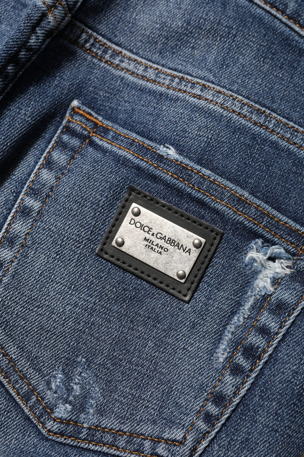 Dolce & Gabbana Blue Washed Cotton High Waisted Denim Jeans by Dolce & Gabbana
