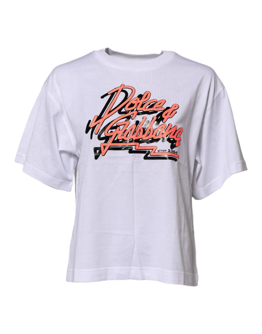 Dolce & Gabbana White Cotton Graphic Print Crew Neck T-shirt by Dolce & Gabbana