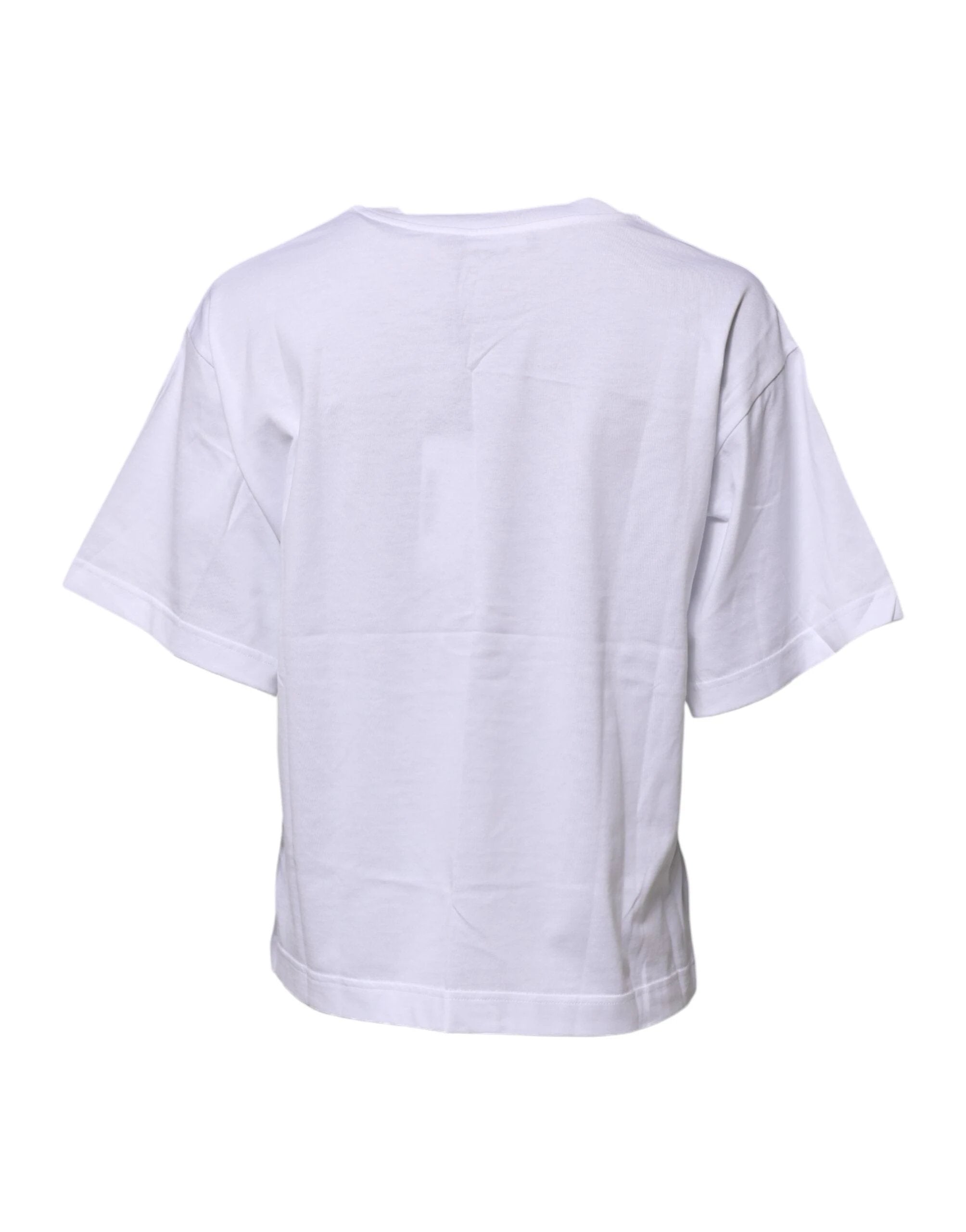 Dolce & Gabbana White Cotton Graphic Print Crew Neck T-shirt by Dolce & Gabbana