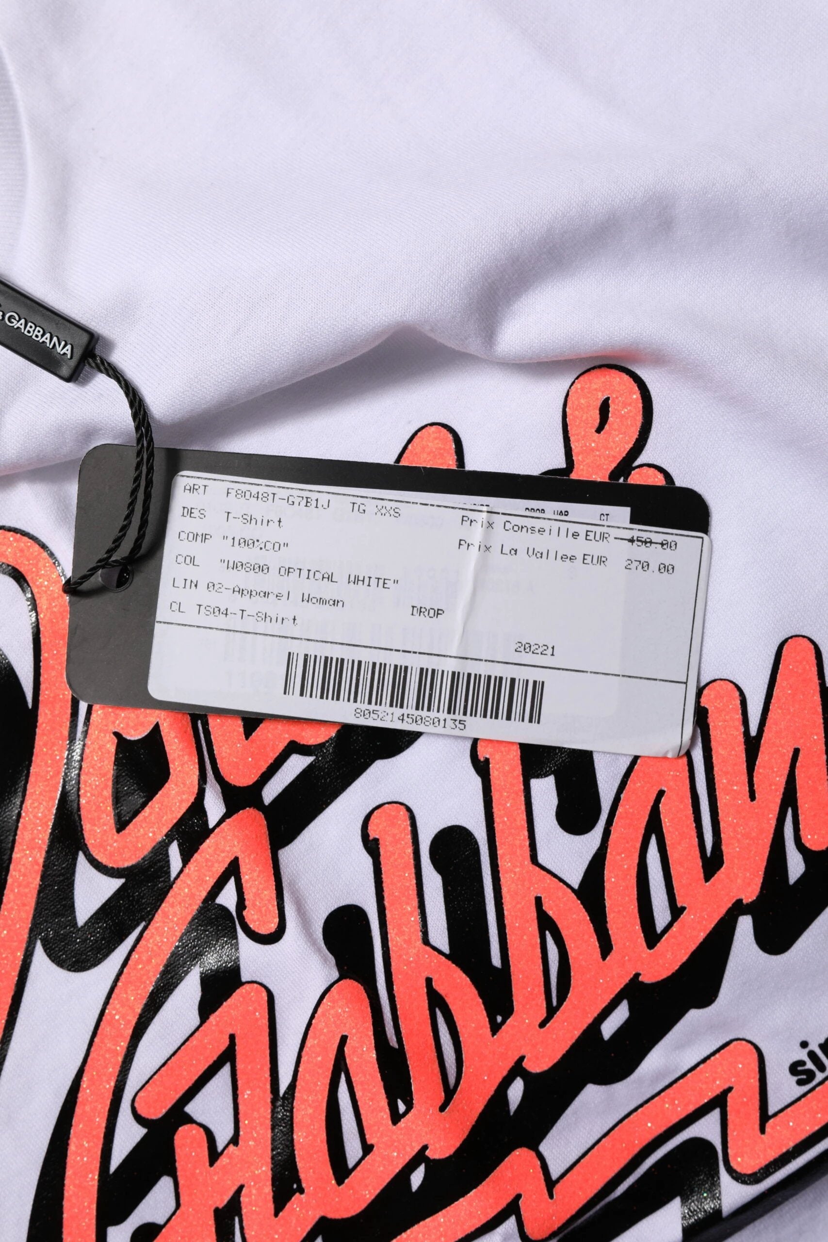 Dolce & Gabbana White Cotton Graphic Print Crew Neck T-shirt by Dolce & Gabbana
