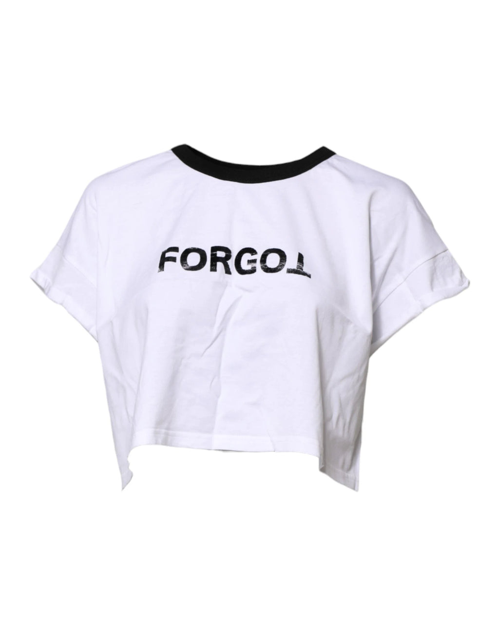 Dolce & Gabbana White Graphic Print Crew Neck Cropped T-shirt by Dolce & Gabbana