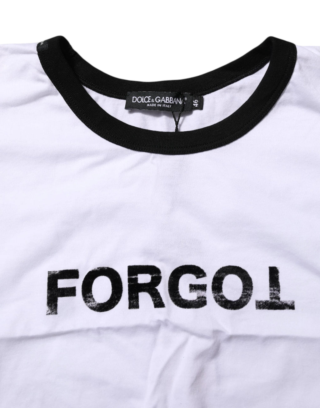 Dolce & Gabbana White Graphic Print Crew Neck Cropped T-shirt by Dolce & Gabbana