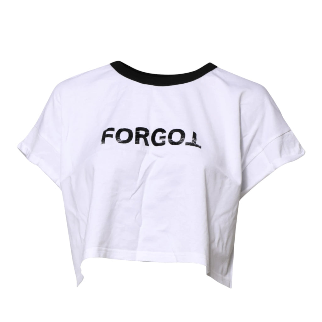 Dolce & Gabbana White Graphic Print Crew Neck Cropped T-shirt by Dolce & Gabbana
