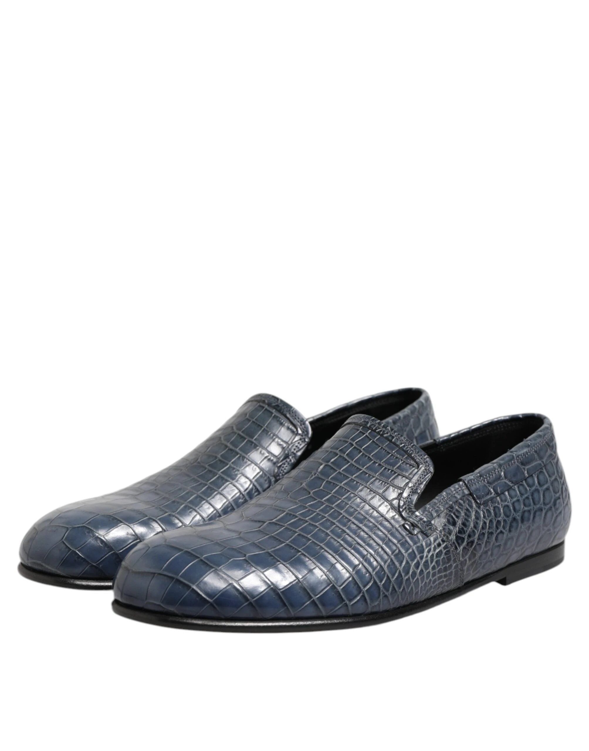 Dolce & Gabbana Blue Exotic Leather Slip On Loafers Men Dress Shoes by Dolce & Gabbana