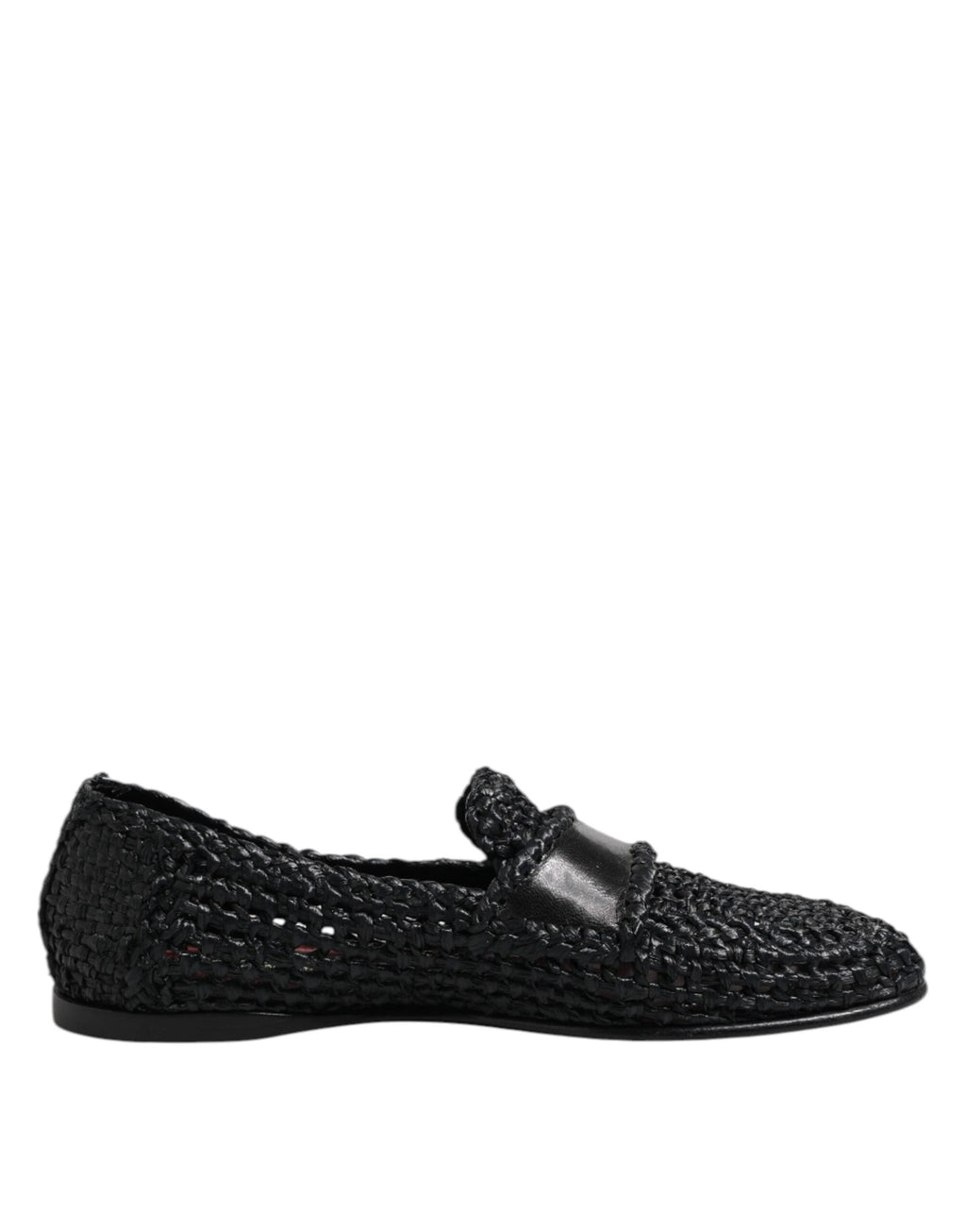 Dolce & Gabbana Black Woven Leather Slip On Loafers Men Shoes by Dolce & Gabbana