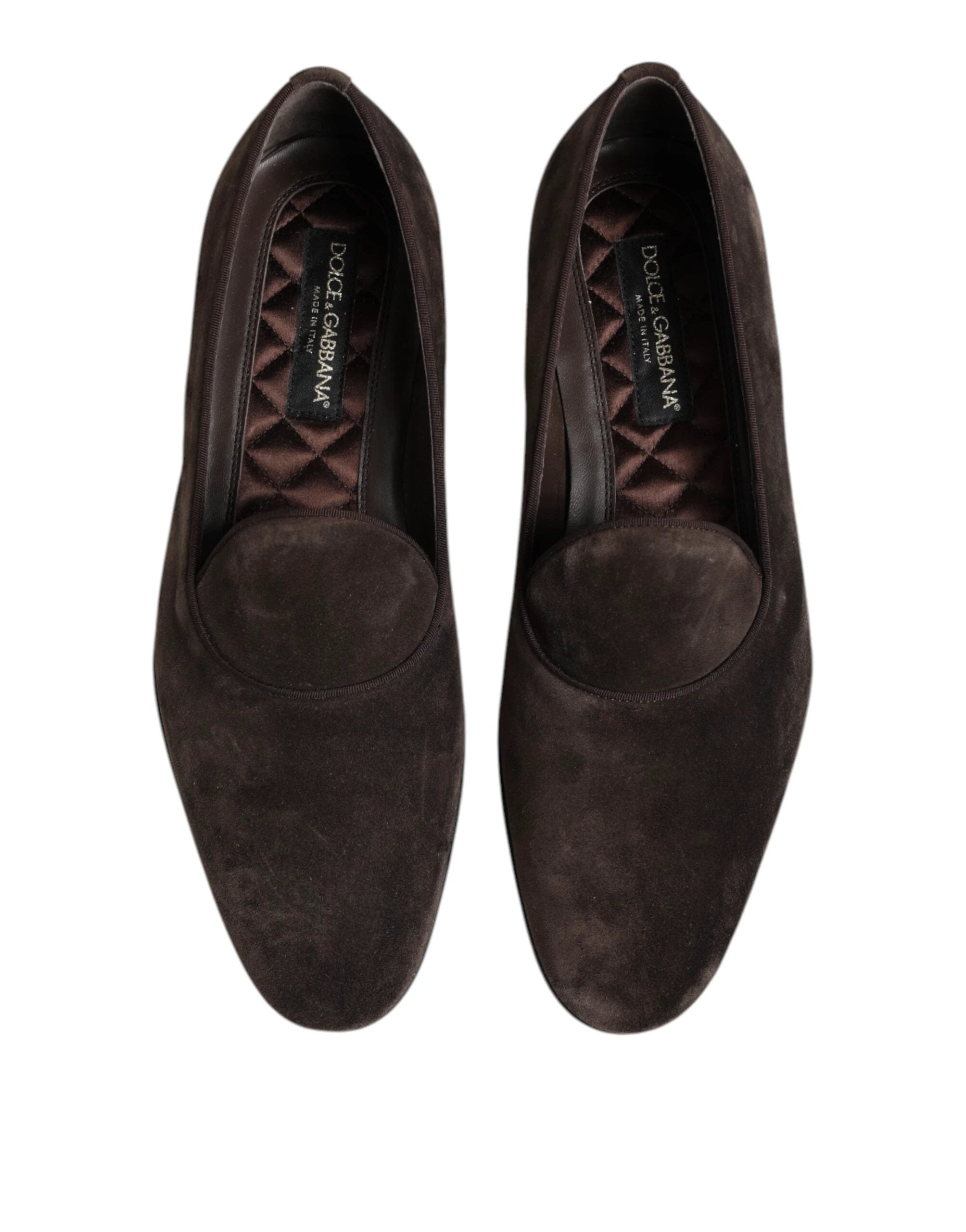 Dolce & Gabbana Brown Velvet Leather Slip On Loafers Shoes by Dolce & Gabbana