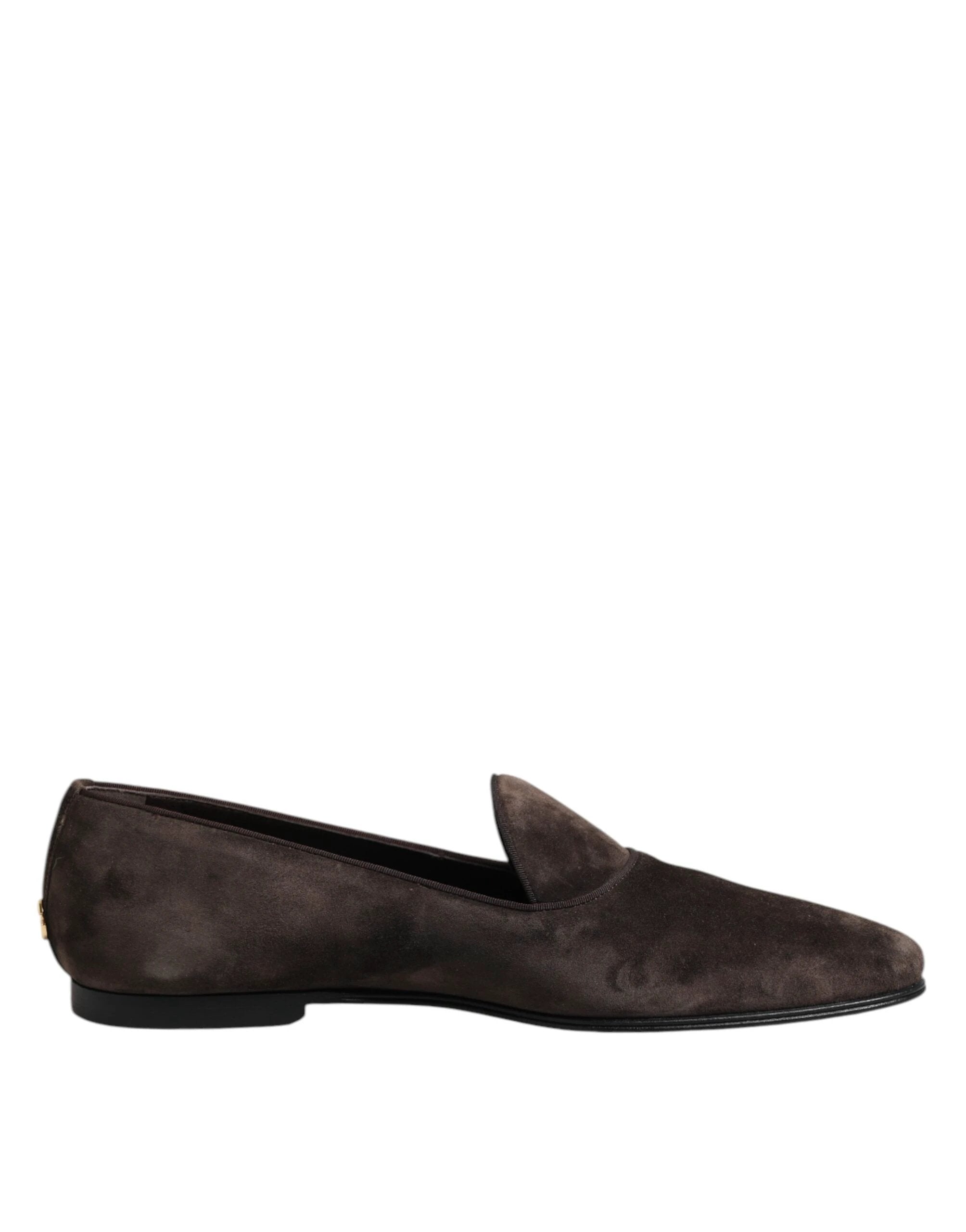 Dolce & Gabbana Brown Velvet Leather Slip On Loafers Shoes by Dolce & Gabbana