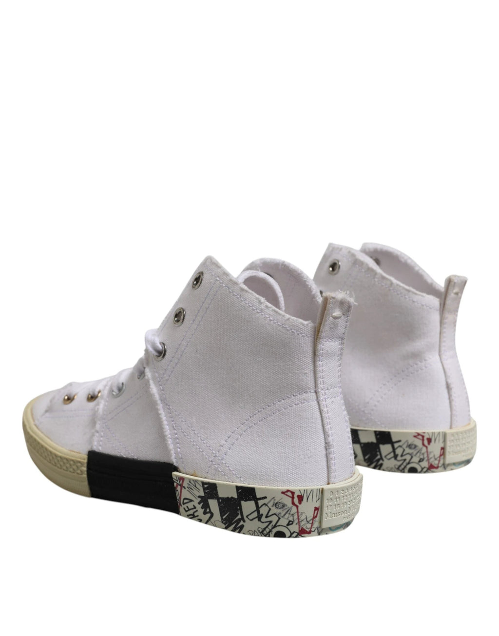Maison Margiela White Lace Up Mid Top Women Sneakers Shoes by Maison Margiela