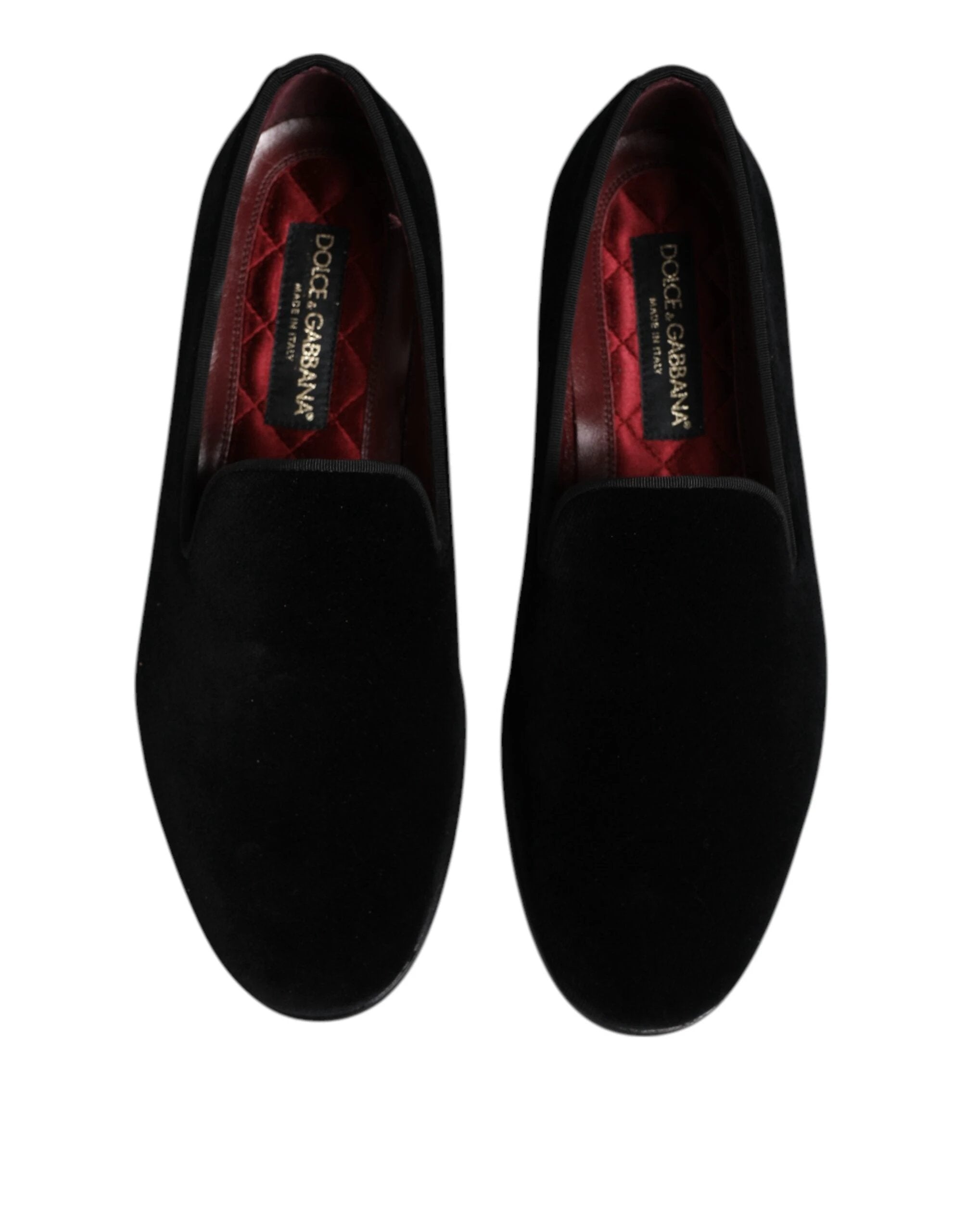 Dolce & Gabbana Black Velvet Slip On Loafers Formal Shoes by Dolce & Gabbana